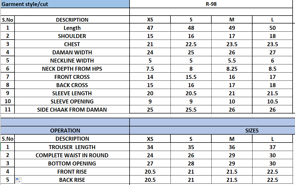 Size Chart