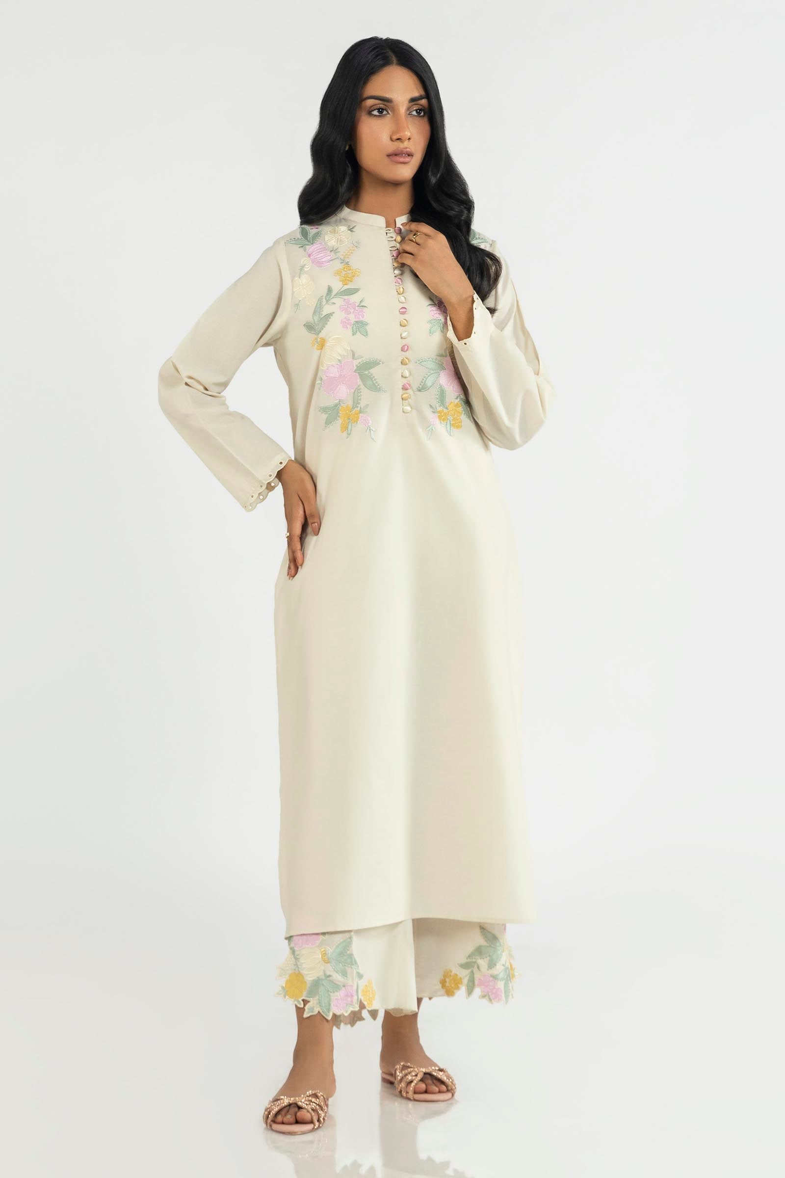 Stitched Lawn Embroidered Shirt + Culotte Main image