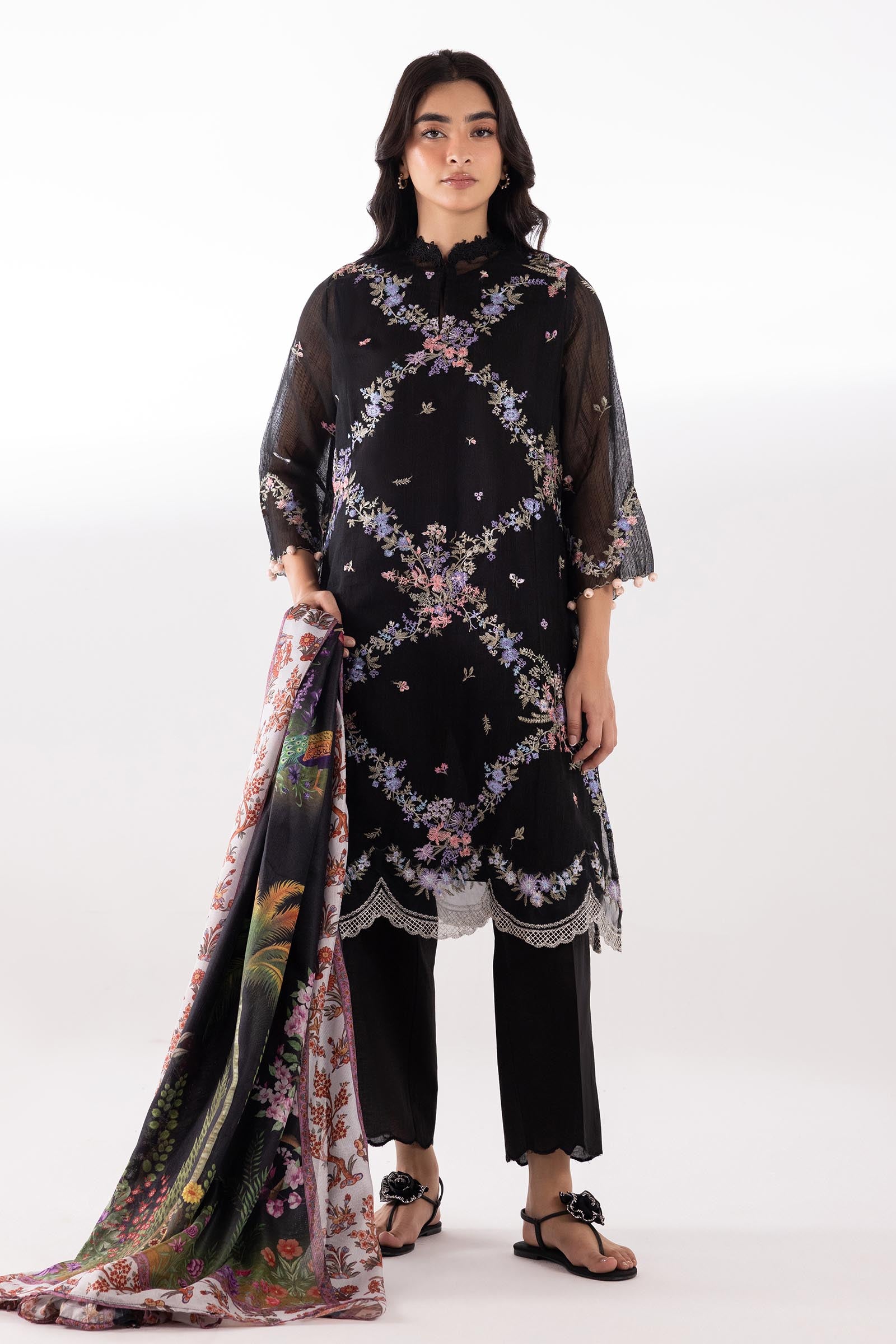 Stitched Embroidered Muzlin Lawn Suit Main image