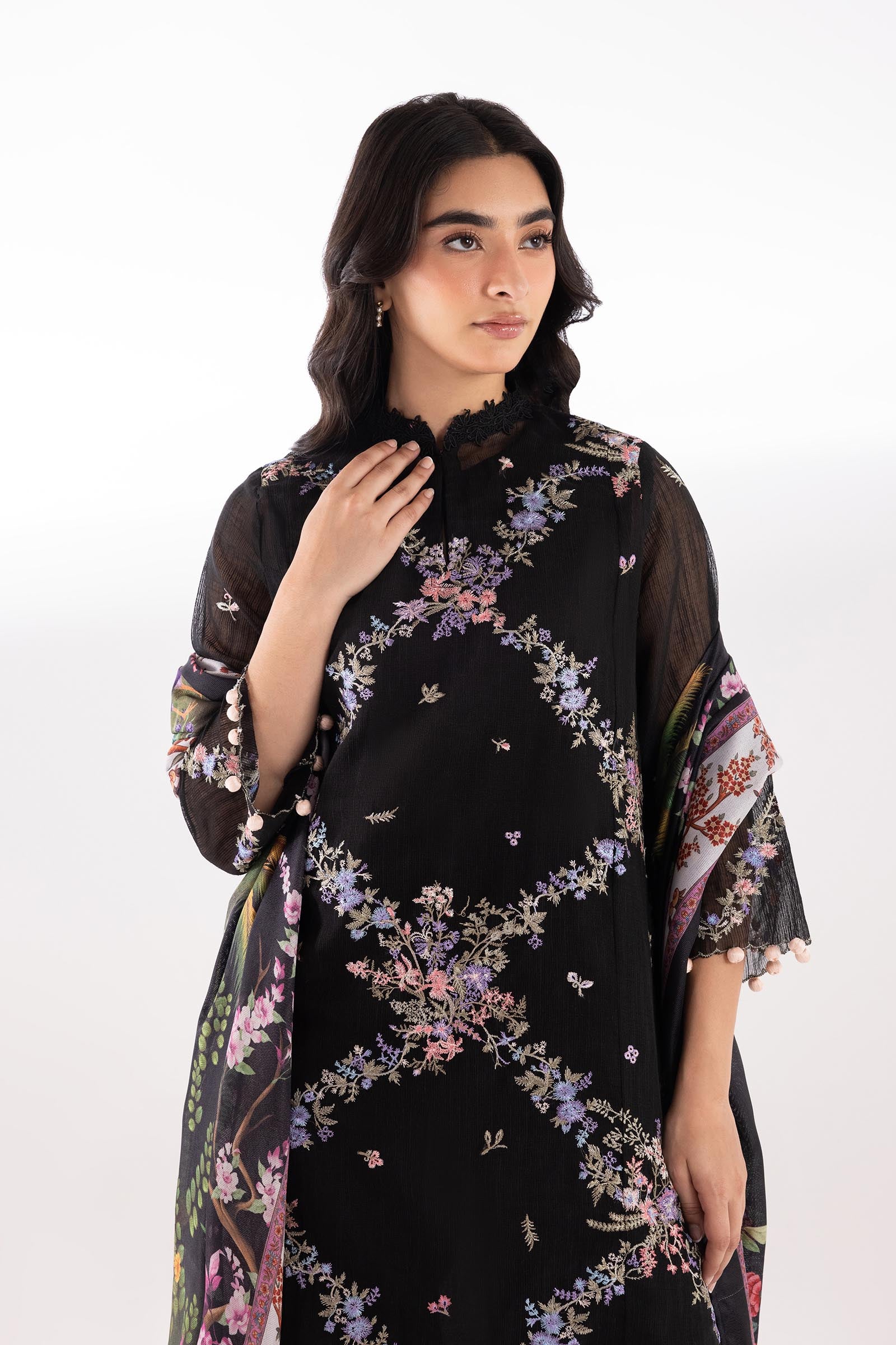 Stitched Embroidered Muzlin Lawn Suit