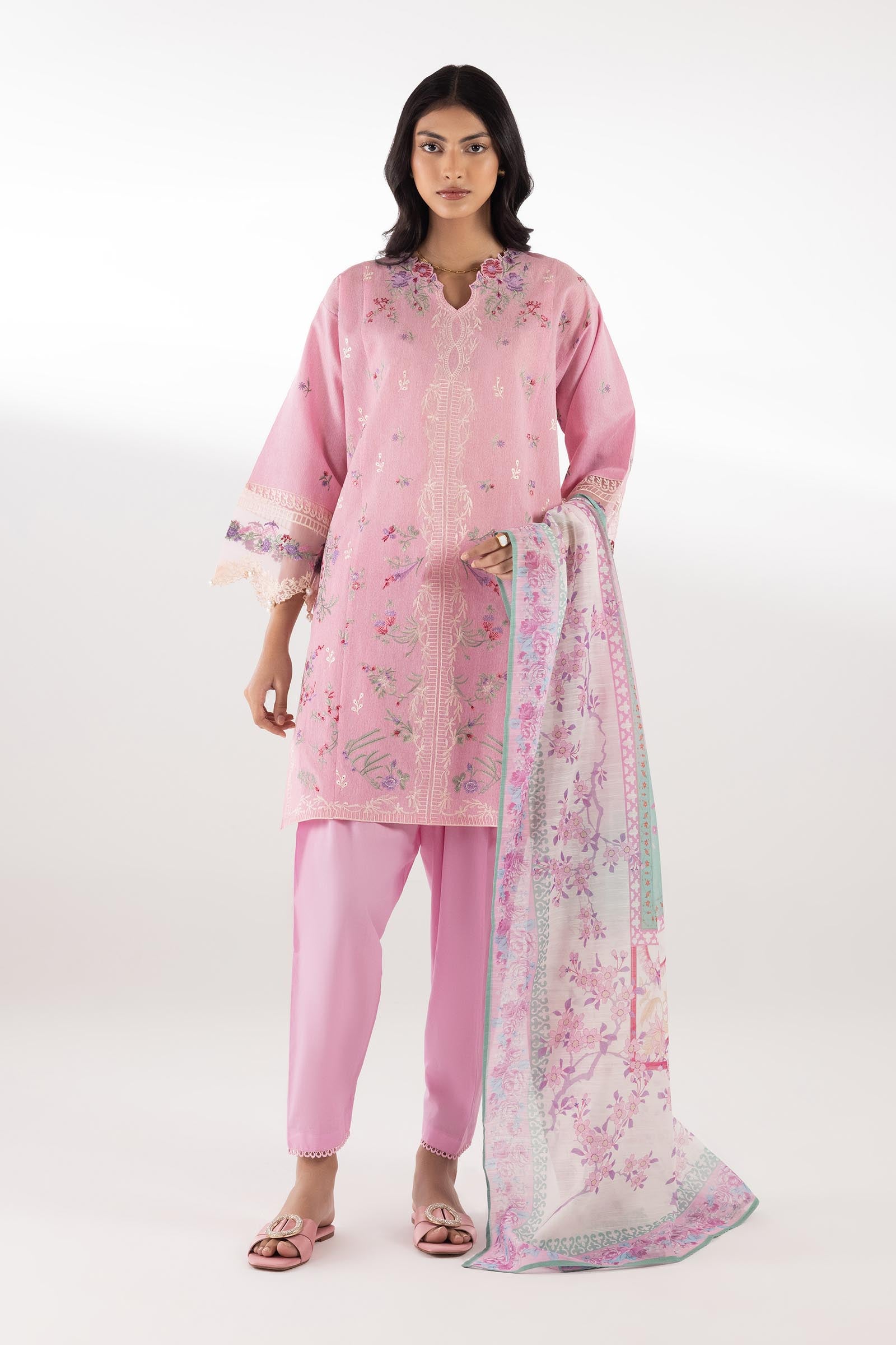 Stitched Embroidered Muzlin Lawn Suit Main image