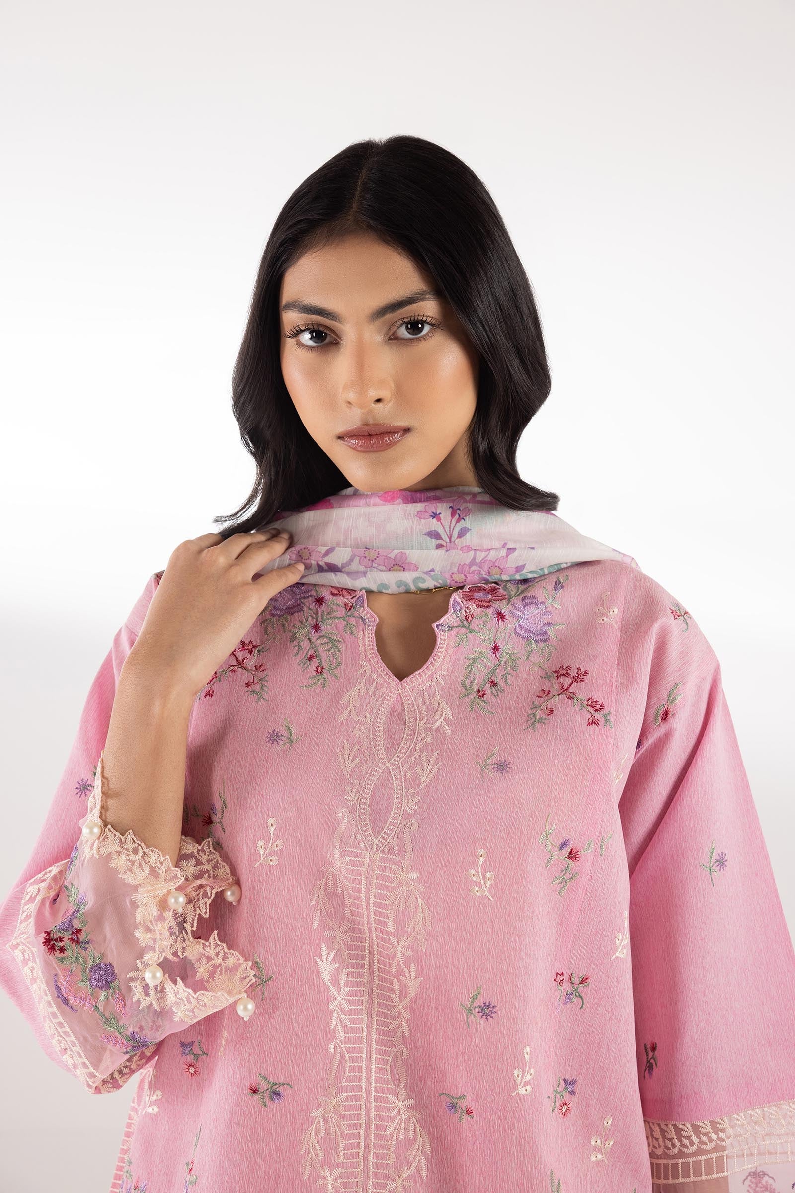 Stitched Embroidered Muzlin Lawn Suit Secondary image