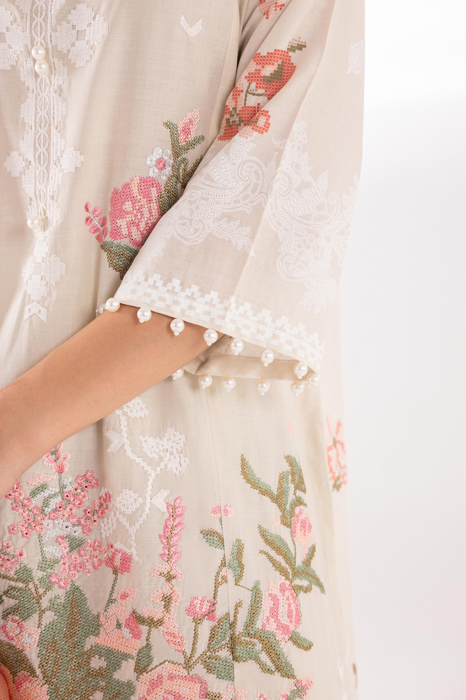 Stitched Embroidered Muzlin Lawn Suit Secondary image