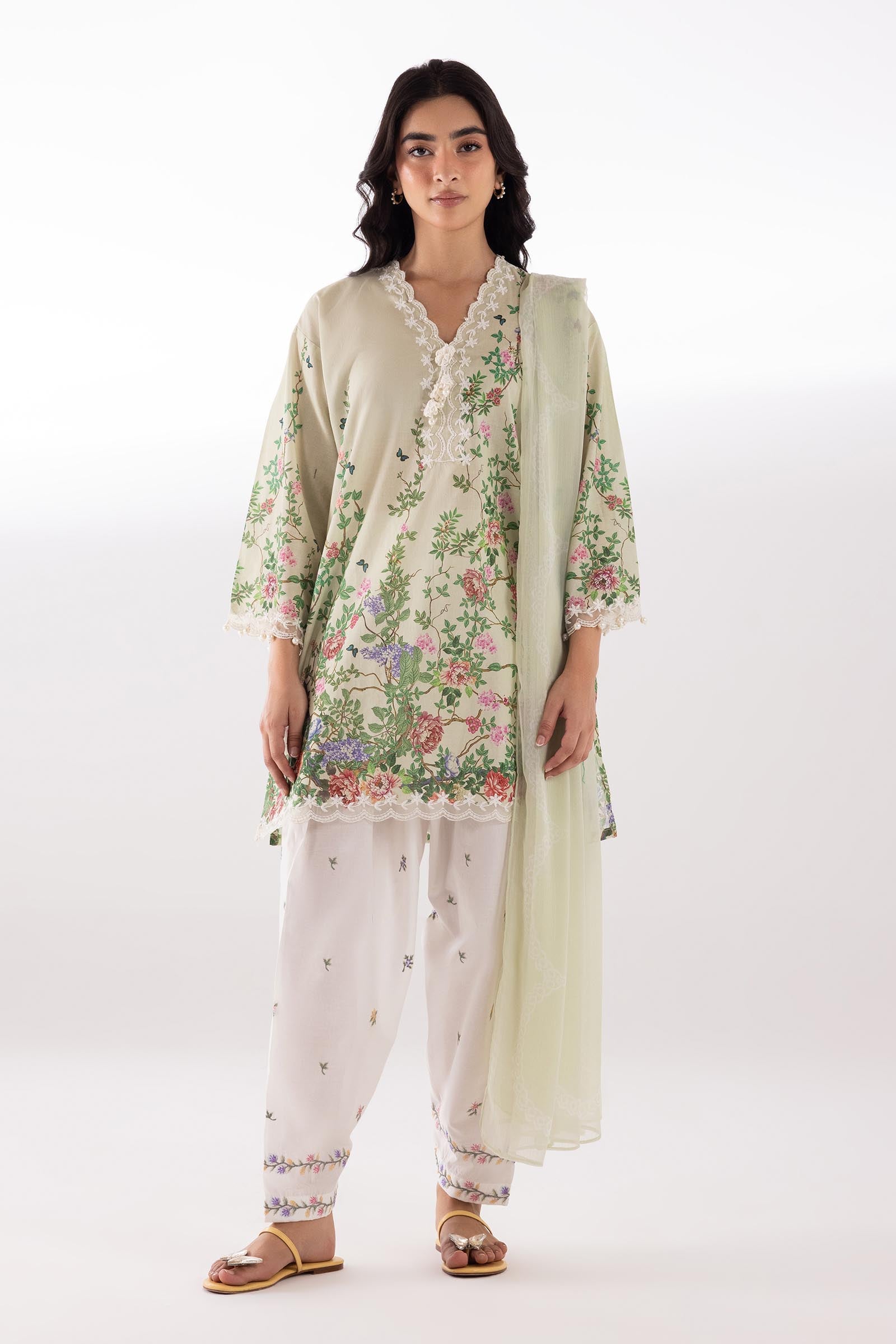 Stitched Embroidered Muzlin Lawn Suit Main image