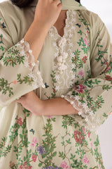 Stitched Embroidered Muzlin Lawn Suit