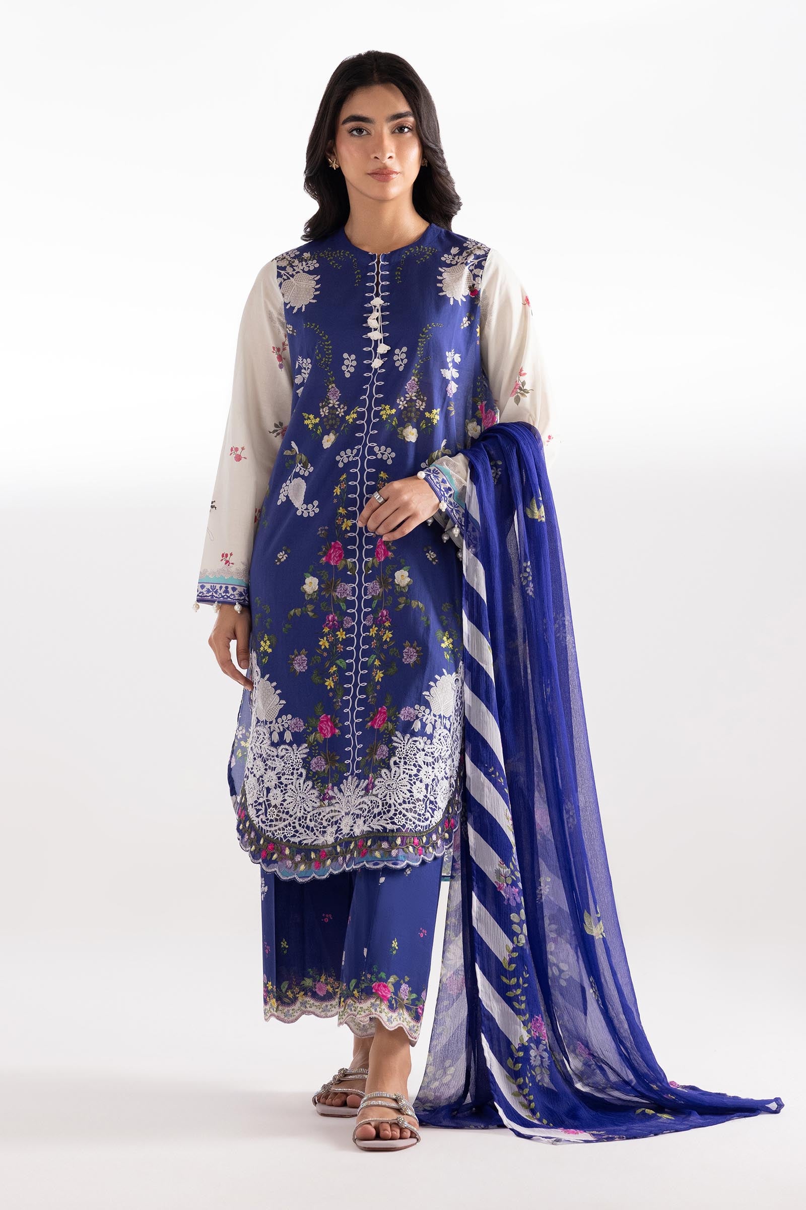 Stitched Embroidered Muzlin Lawn Suit Main image