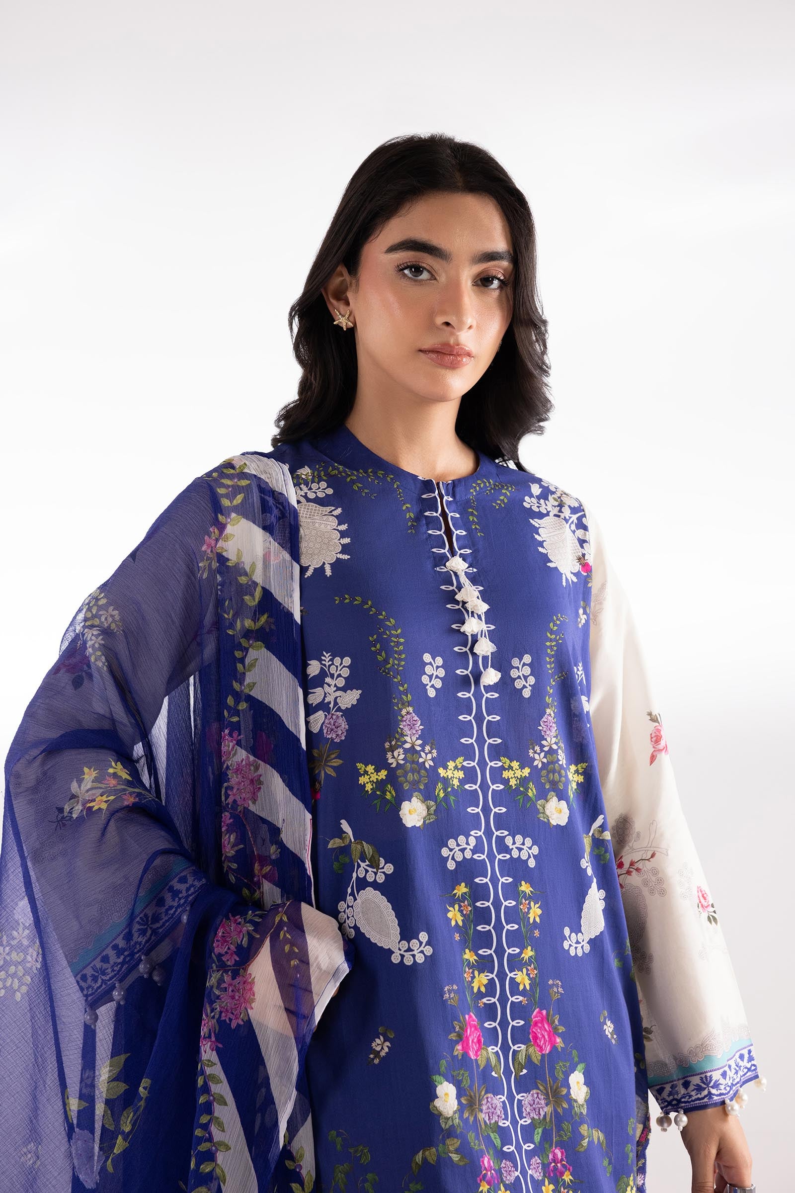 Stitched Embroidered Muzlin Lawn Suit Secondary image