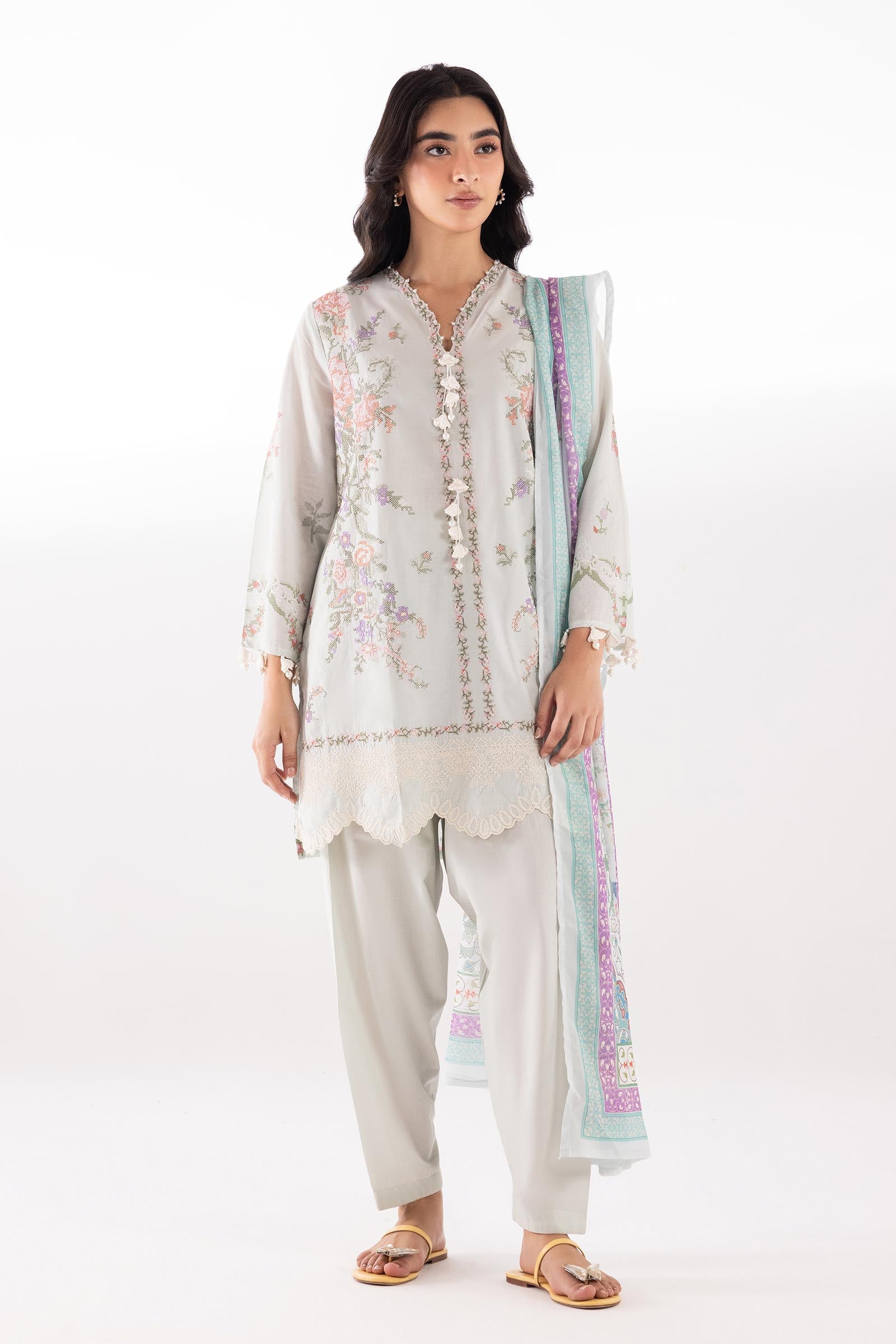 Stitched Embroidered Muzlin Lawn Suit Main image
