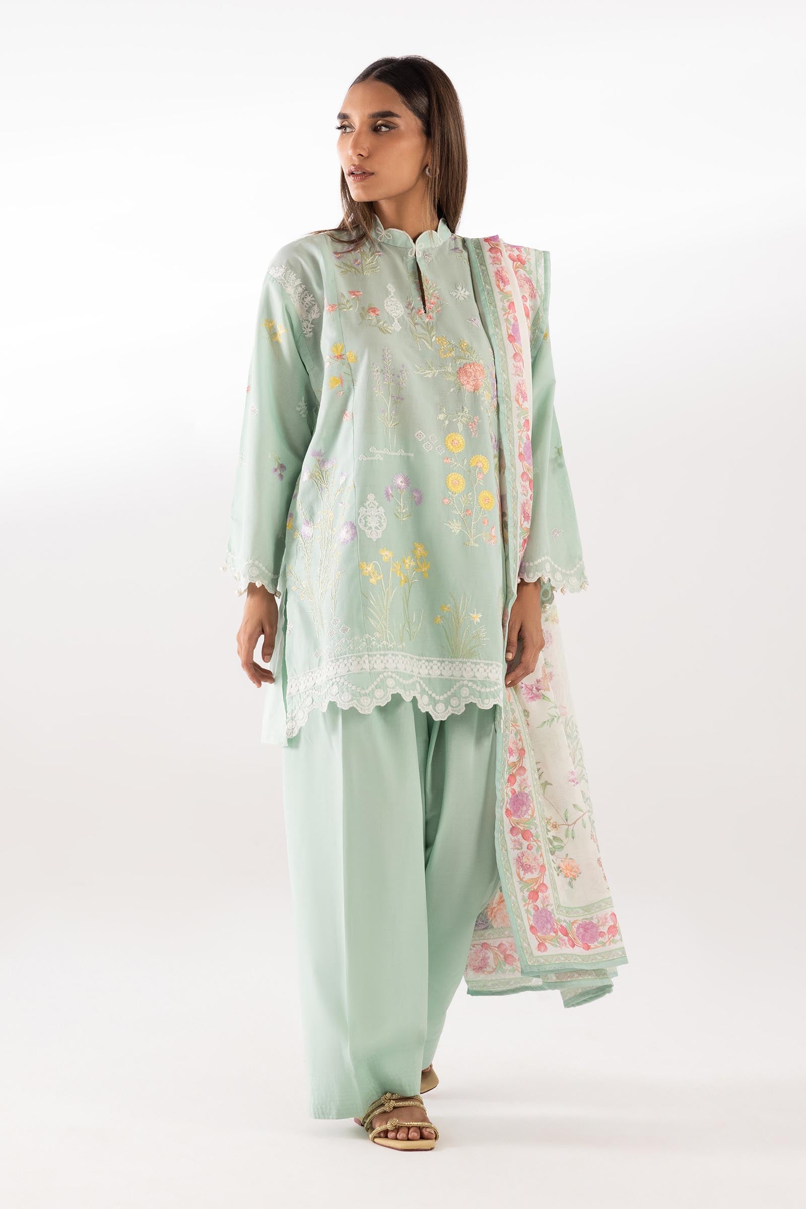 Stitched Embroidered Muzlin Lawn Suit Main image