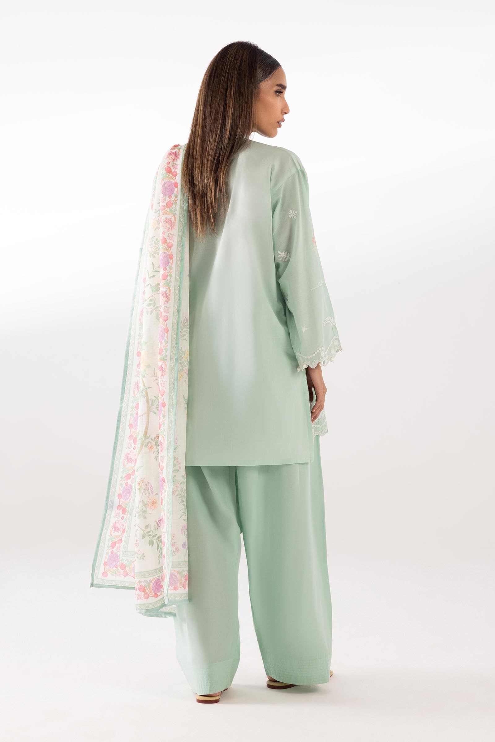 Stitched Embroidered Muzlin Lawn Suit Secondary image