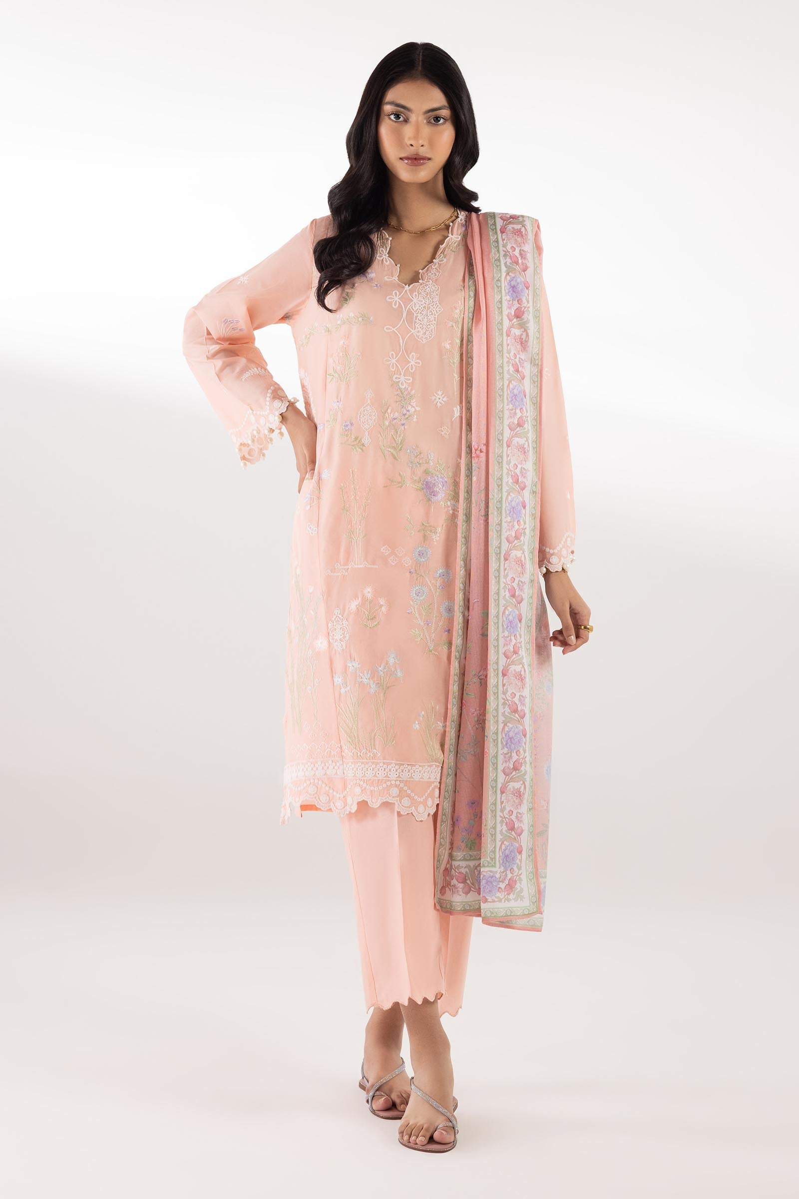 Stitched Embroidered Muzlin Lawn Suit Main image