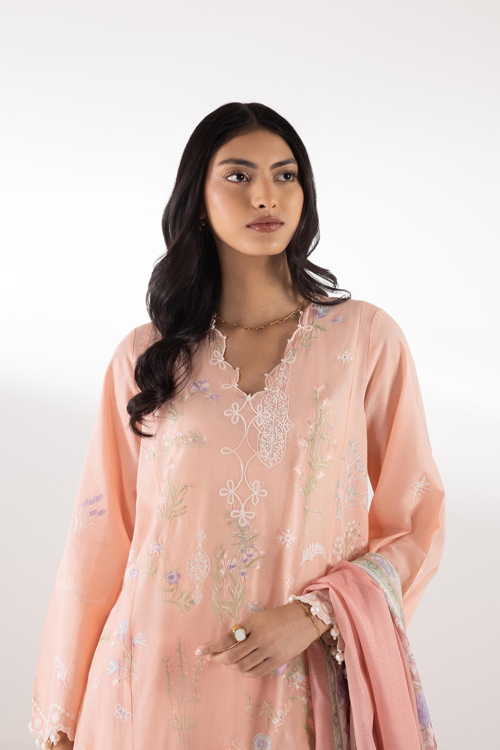 Stitched Embroidered Muzlin Lawn Suit Secondary image