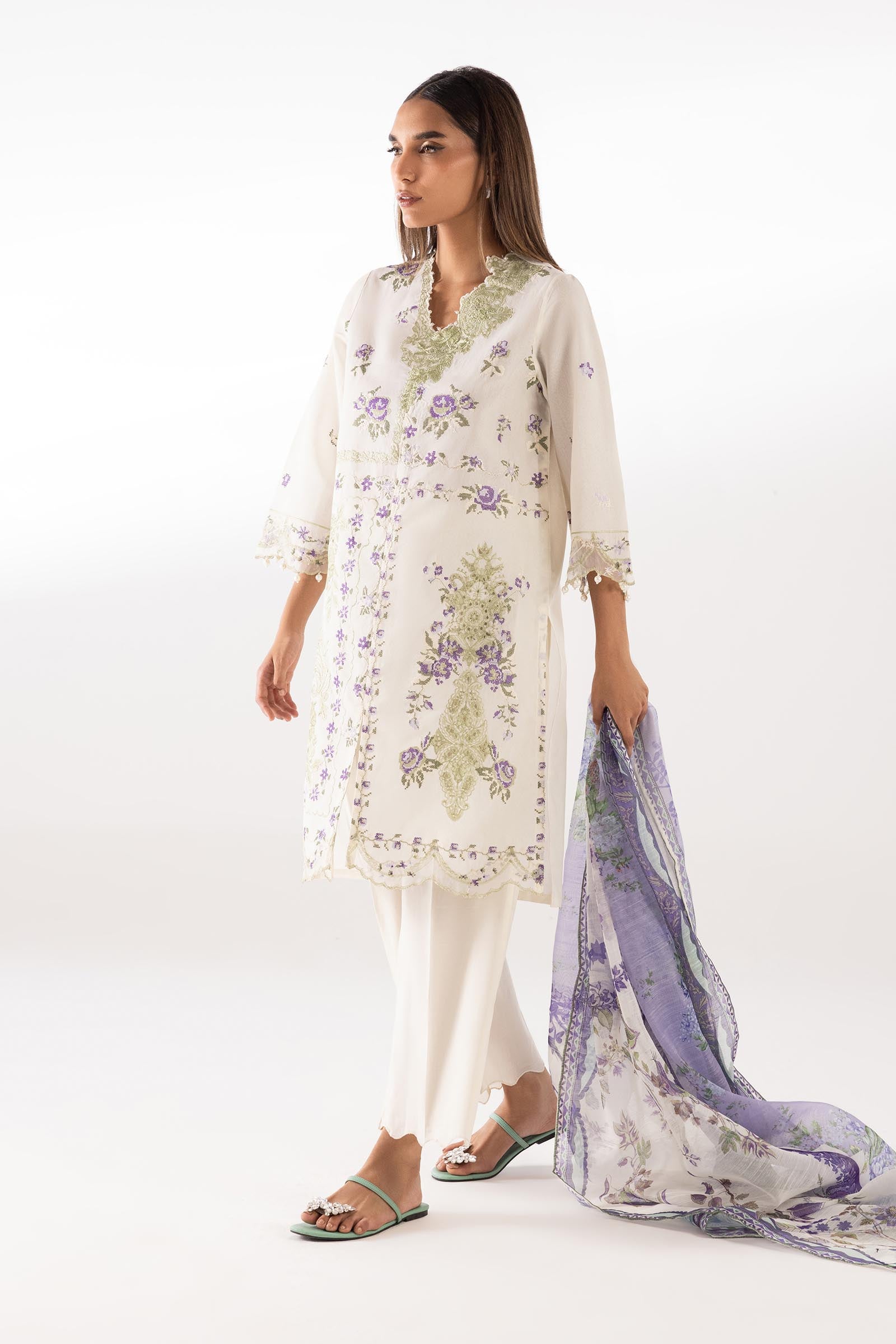 Stitched Embroidered Muzlin Lawn Suit Main image