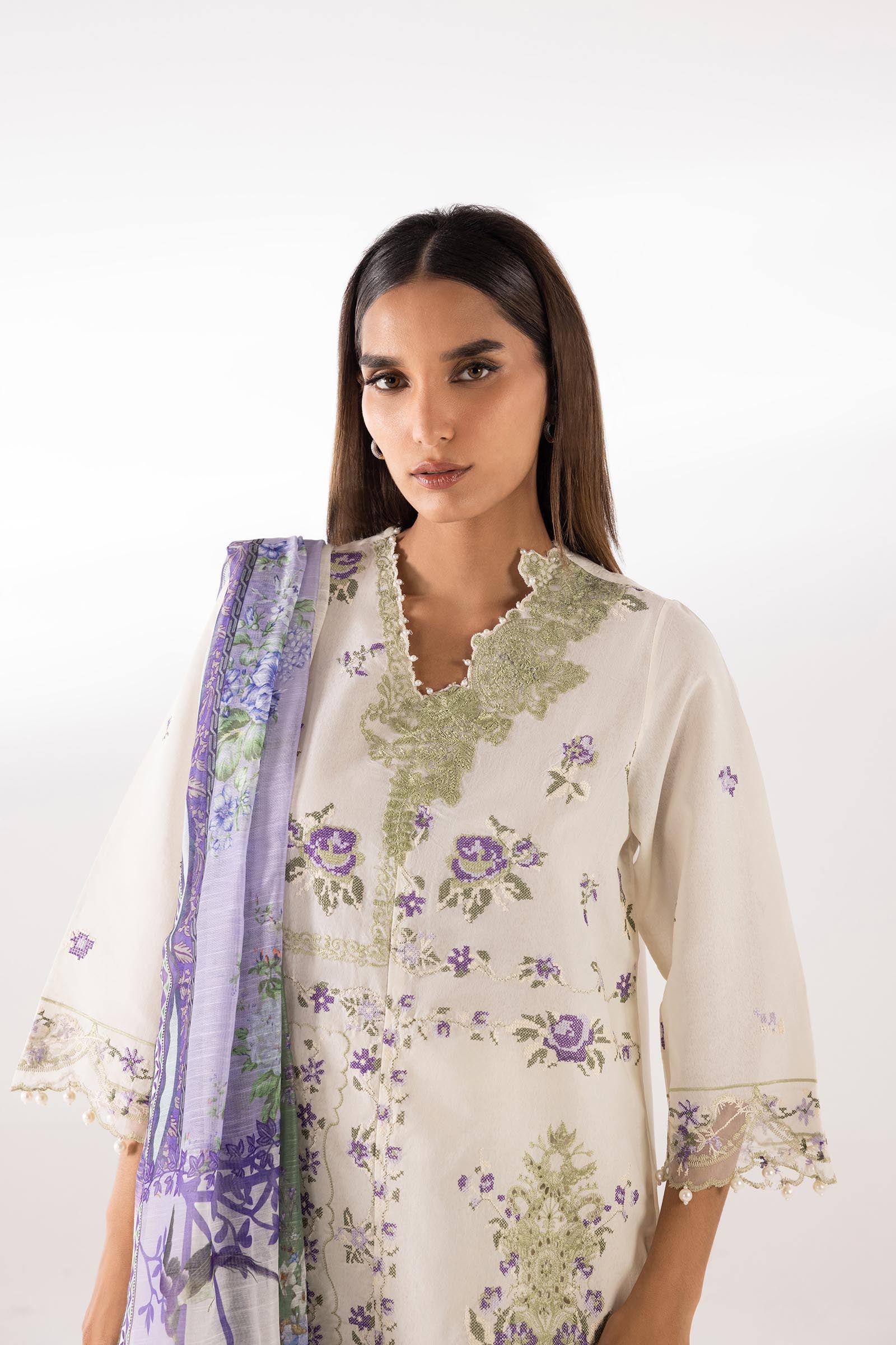 Stitched Embroidered Muzlin Lawn Suit Secondary image
