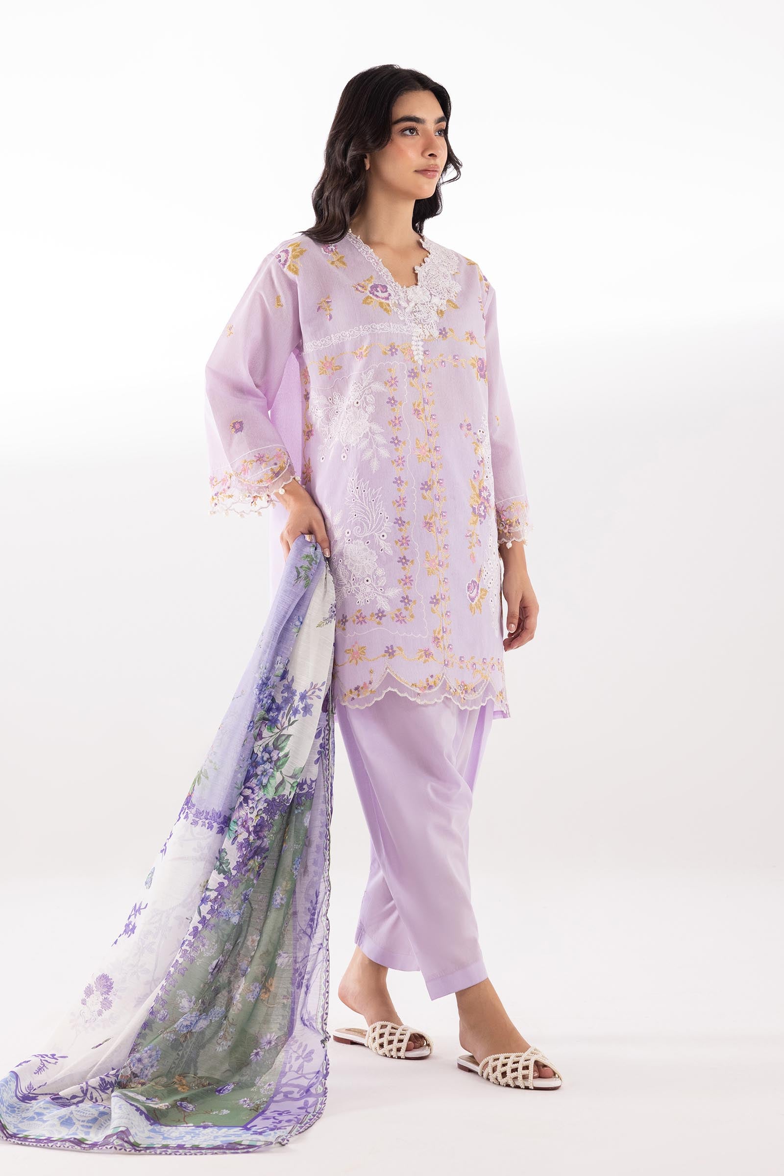 Stitched Embroidered Muzlin Lawn Suit Main image
