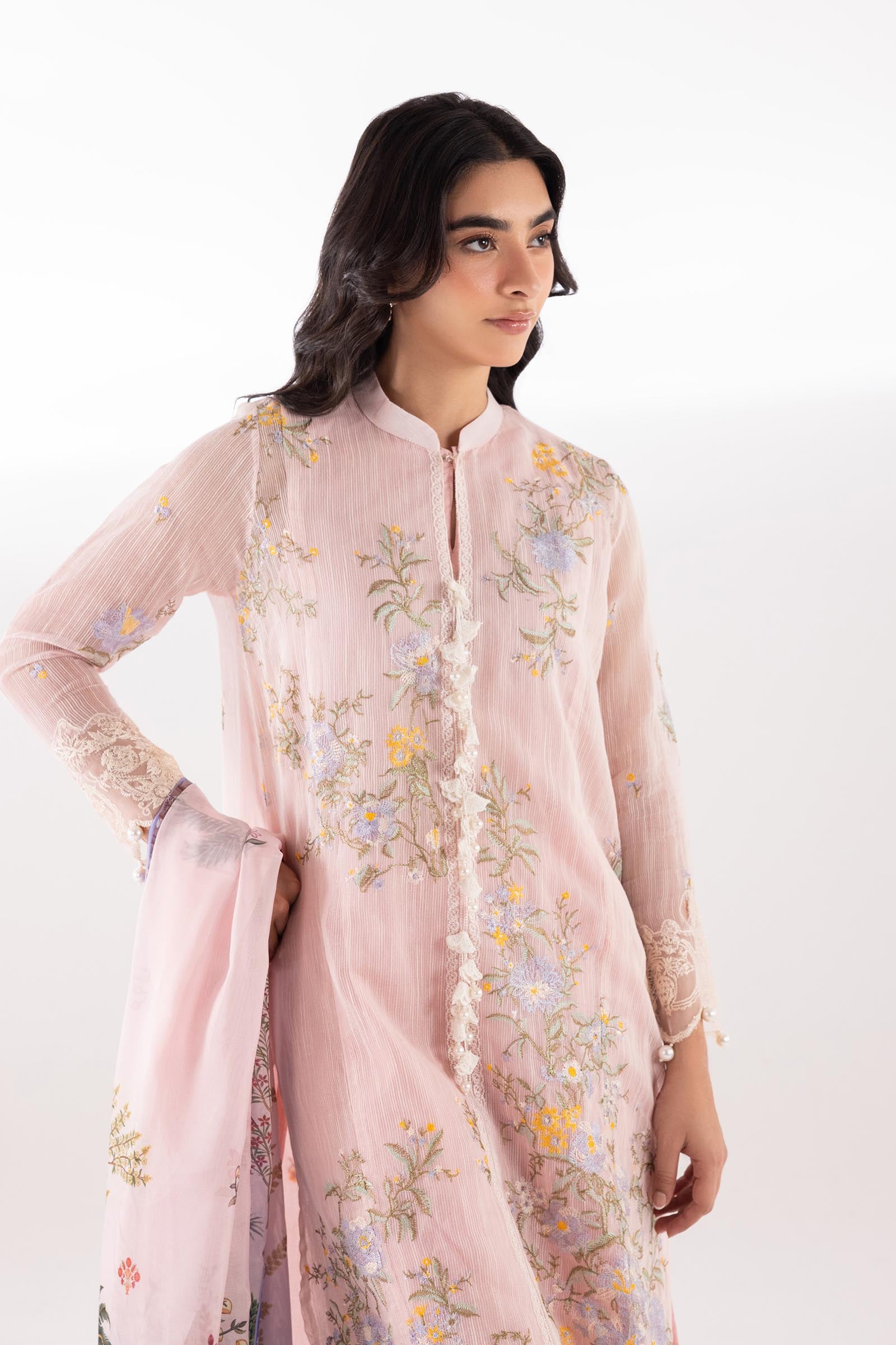Stitched Embroidered Muzlin Lawn Suit Secondary image