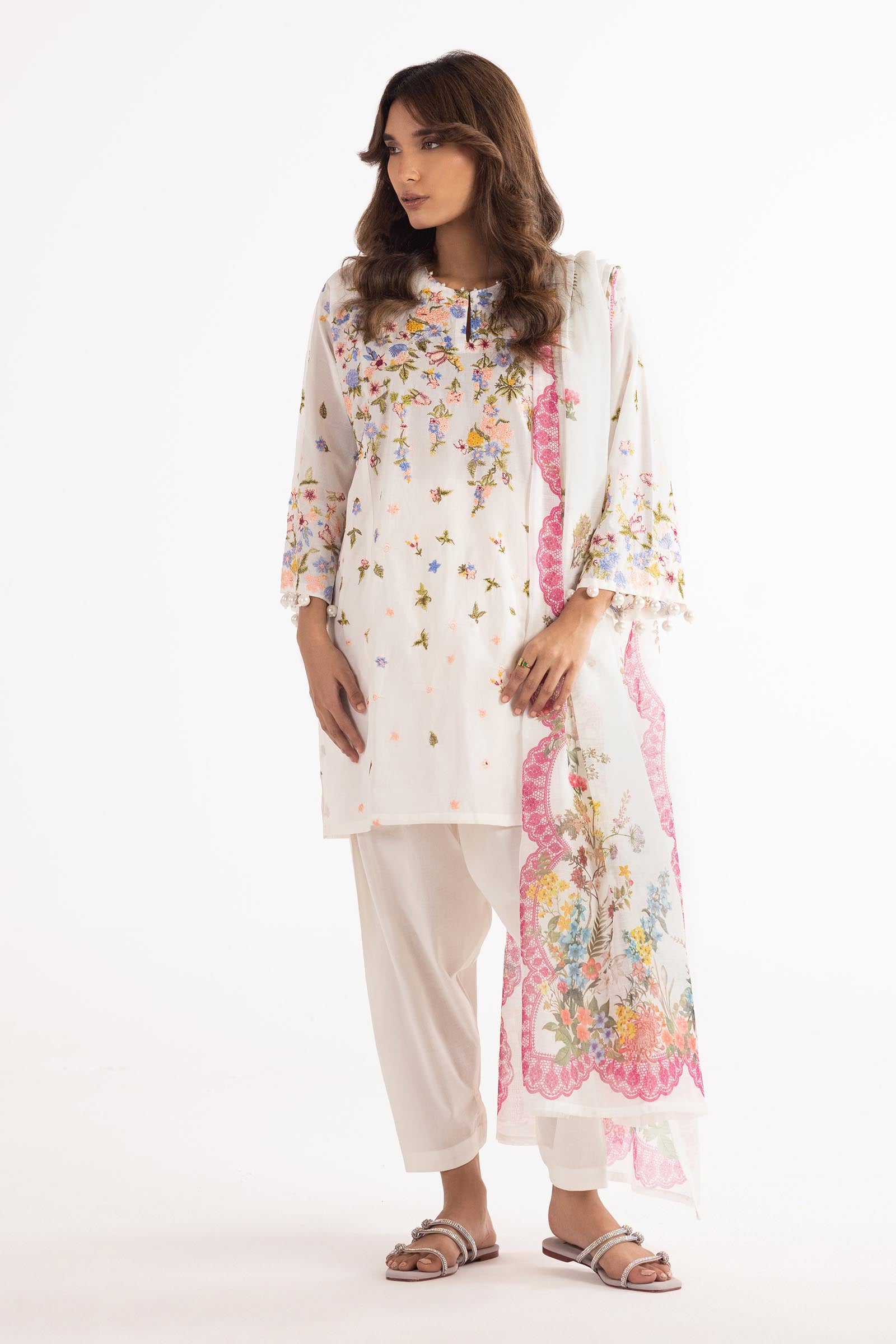 Stitched Embroidered Muzlin Lawn Suit Main image