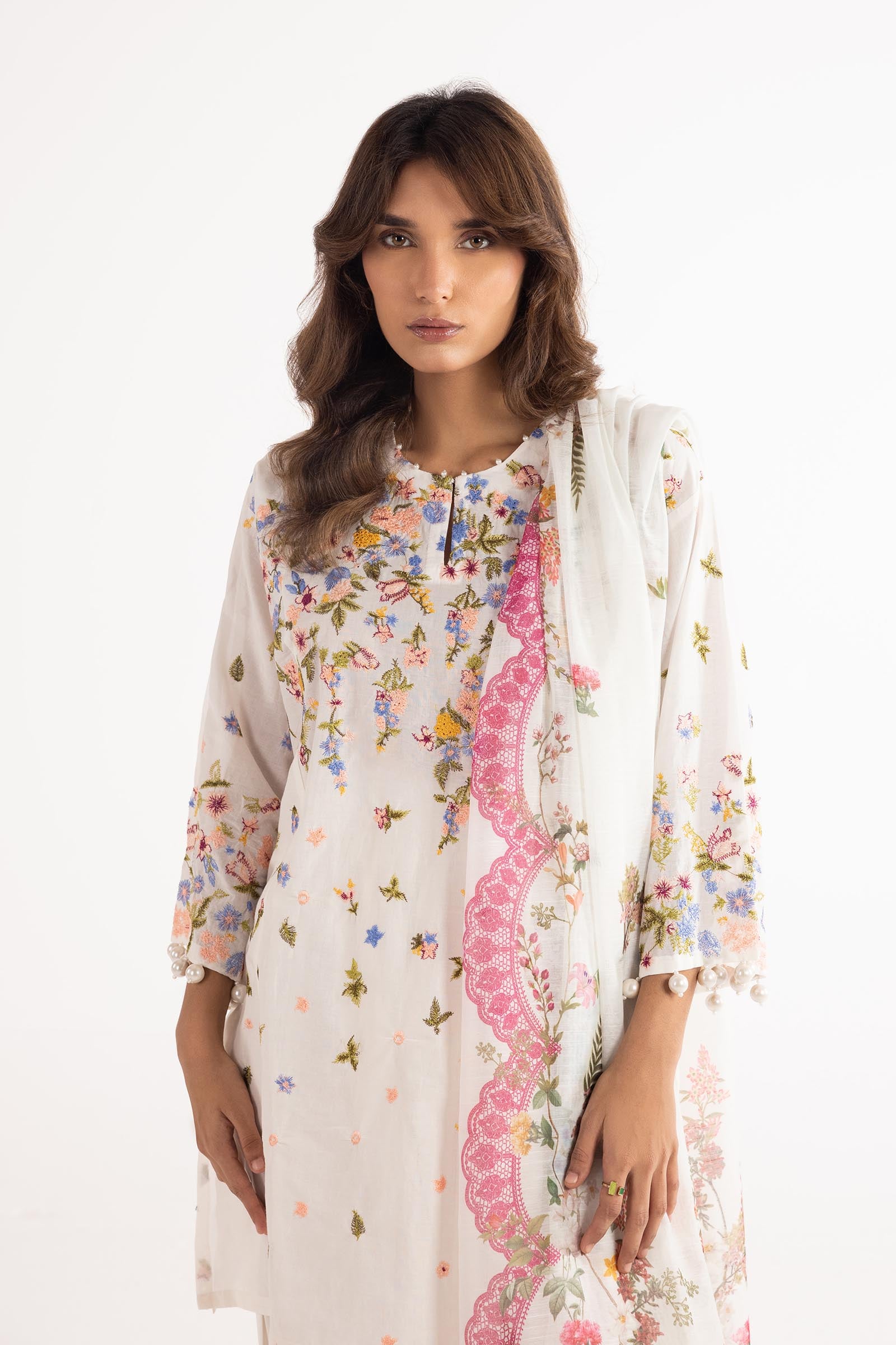 Stitched Embroidered Muzlin Lawn Suit Secondary image