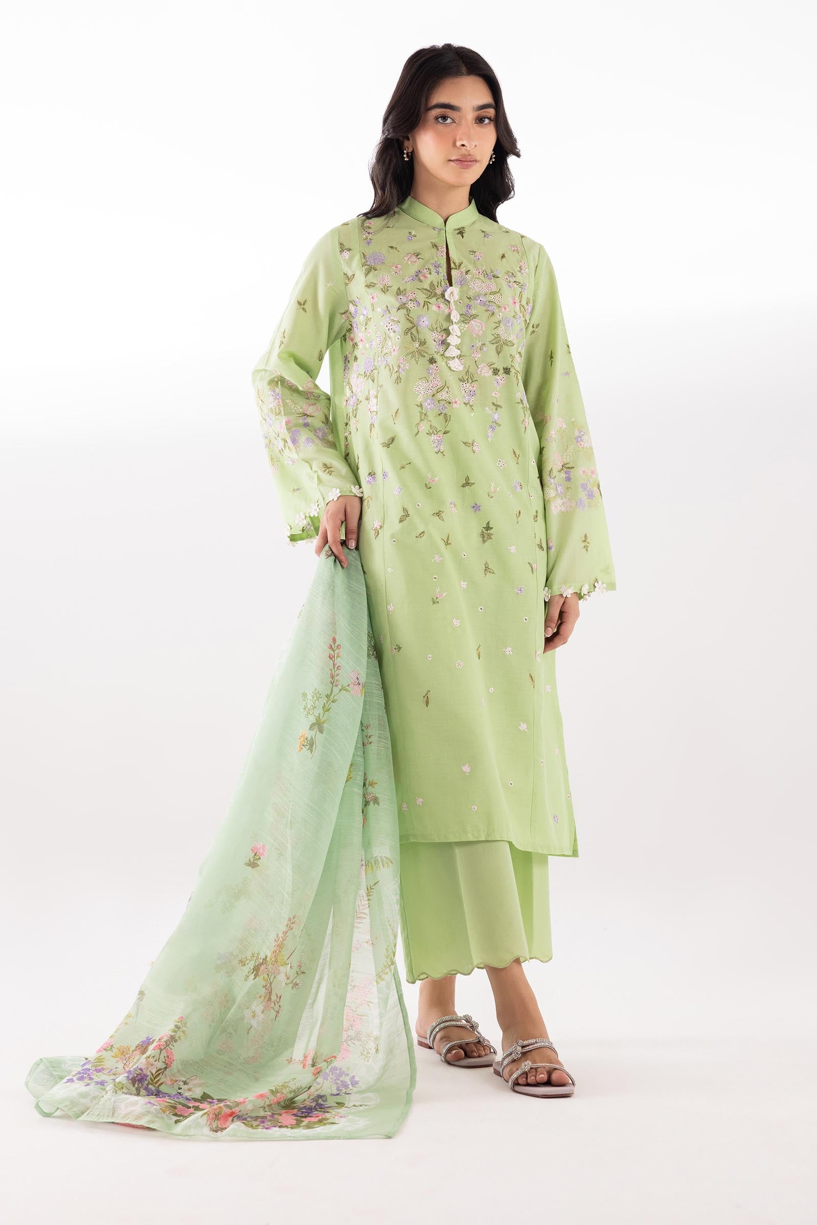 Stitched Embroidered Muzlin Lawn Suit Main image