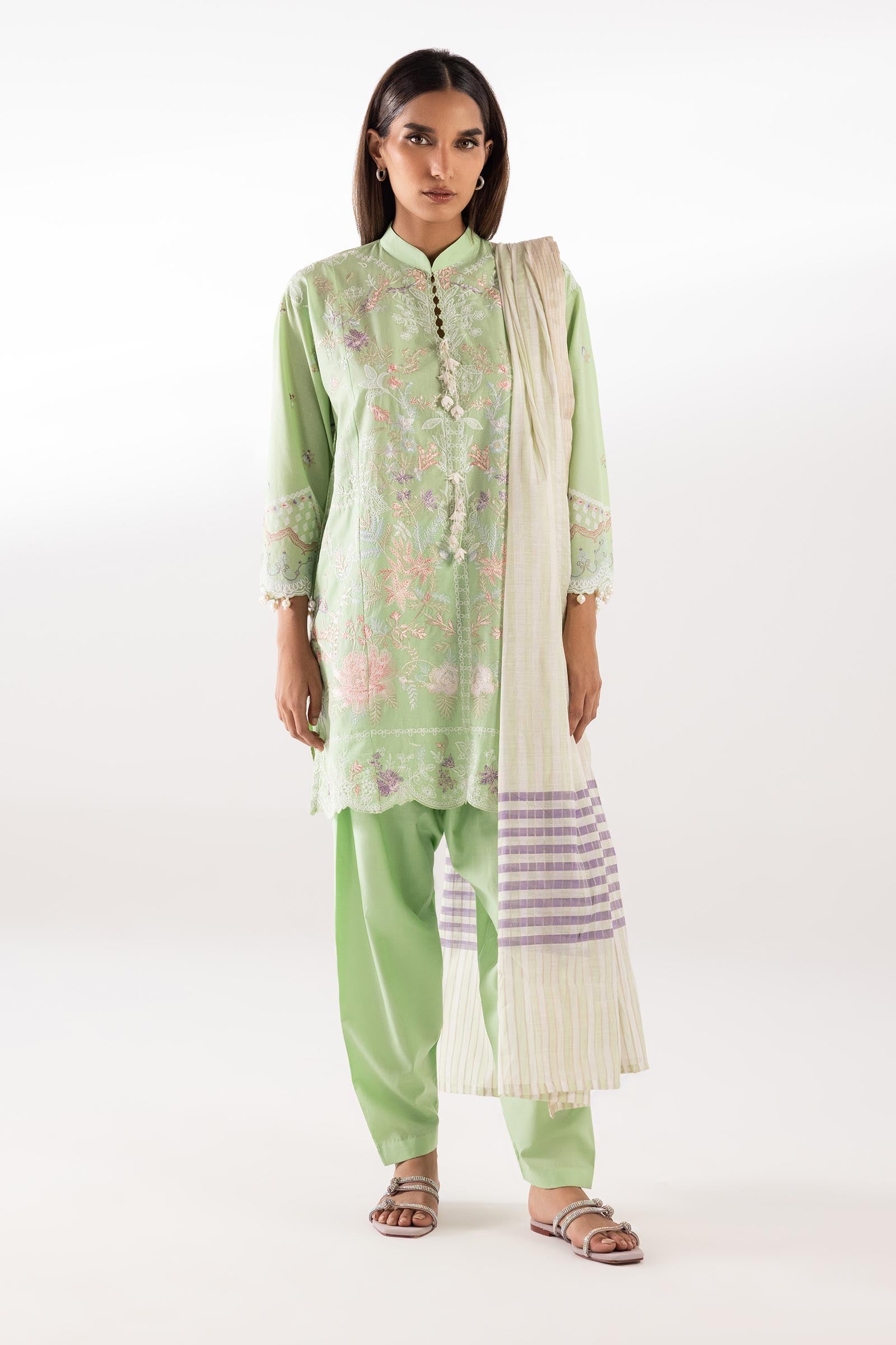 Stitched Embroidered Muzlin Lawn Suit Main image