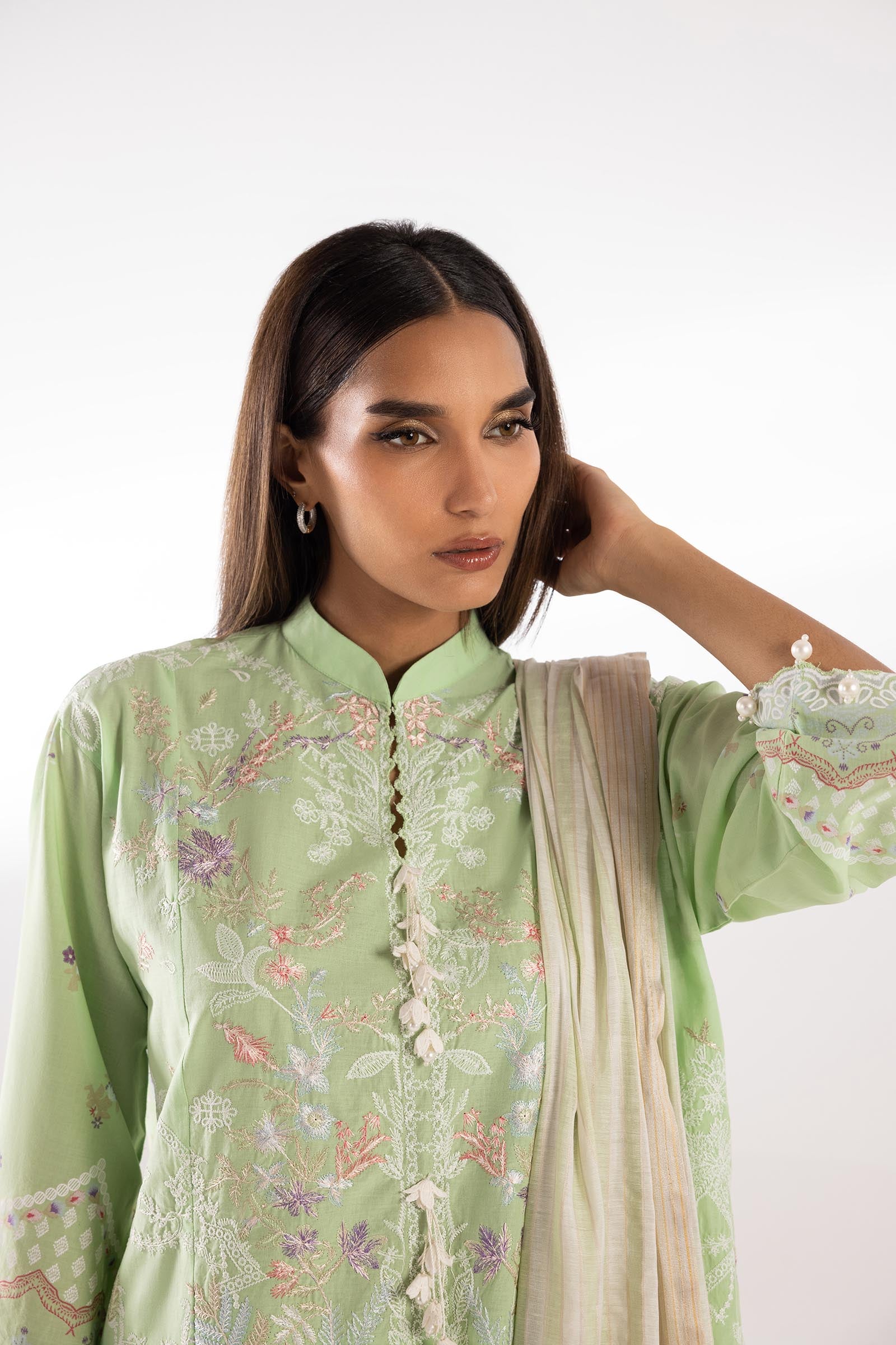 Stitched Embroidered Muzlin Lawn Suit Secondary image