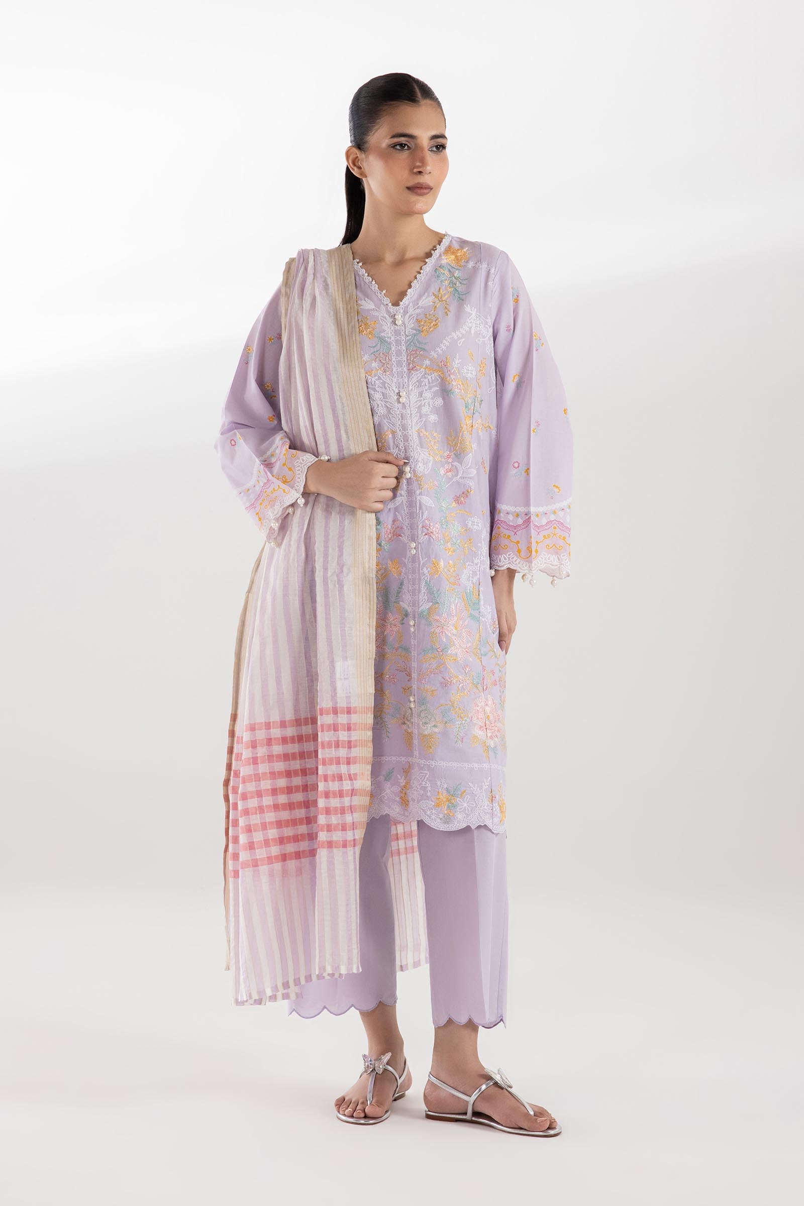 Stitched Embroidered Muzlin Lawn Suit Main image