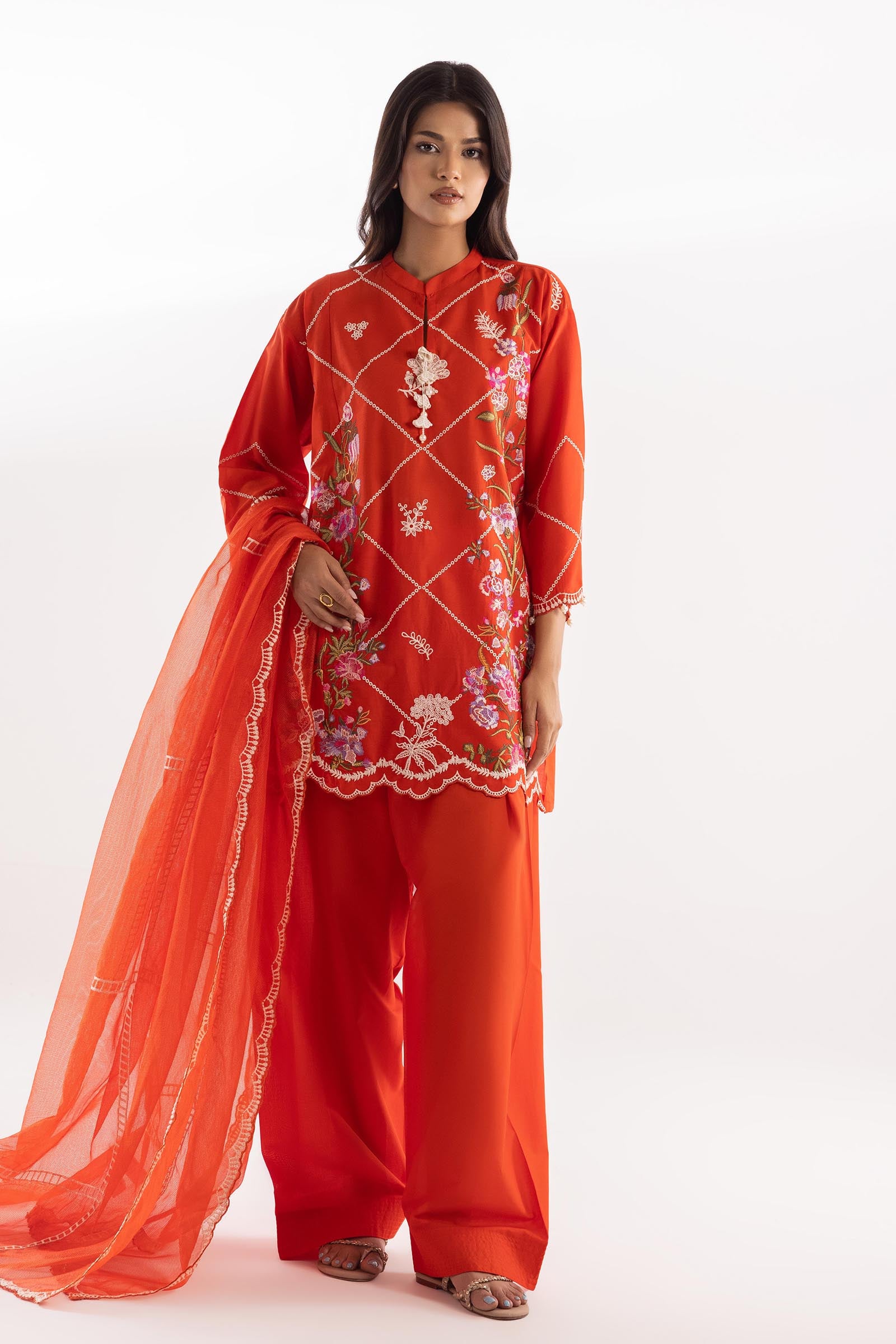 Stitched Embroidered Muzlin Lawn Suit Main image