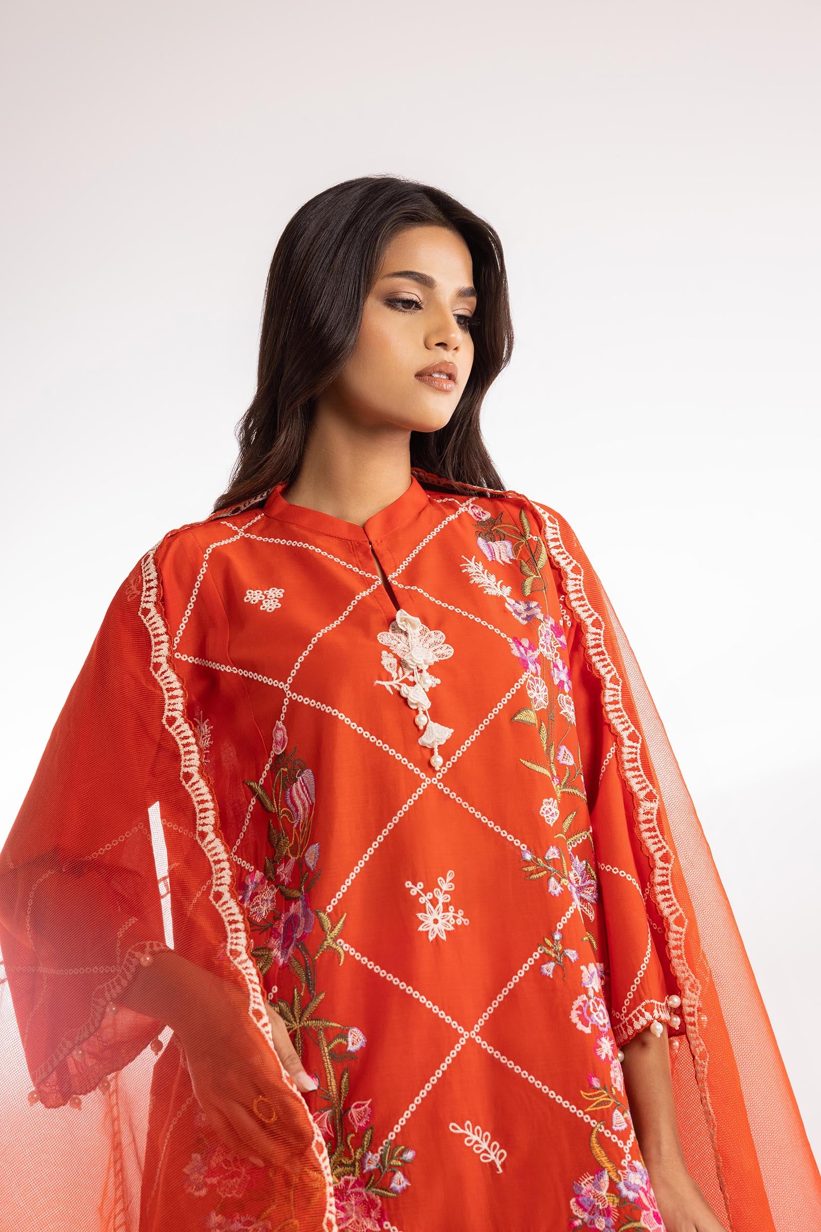 Stitched Embroidered Muzlin Lawn Suit Secondary image