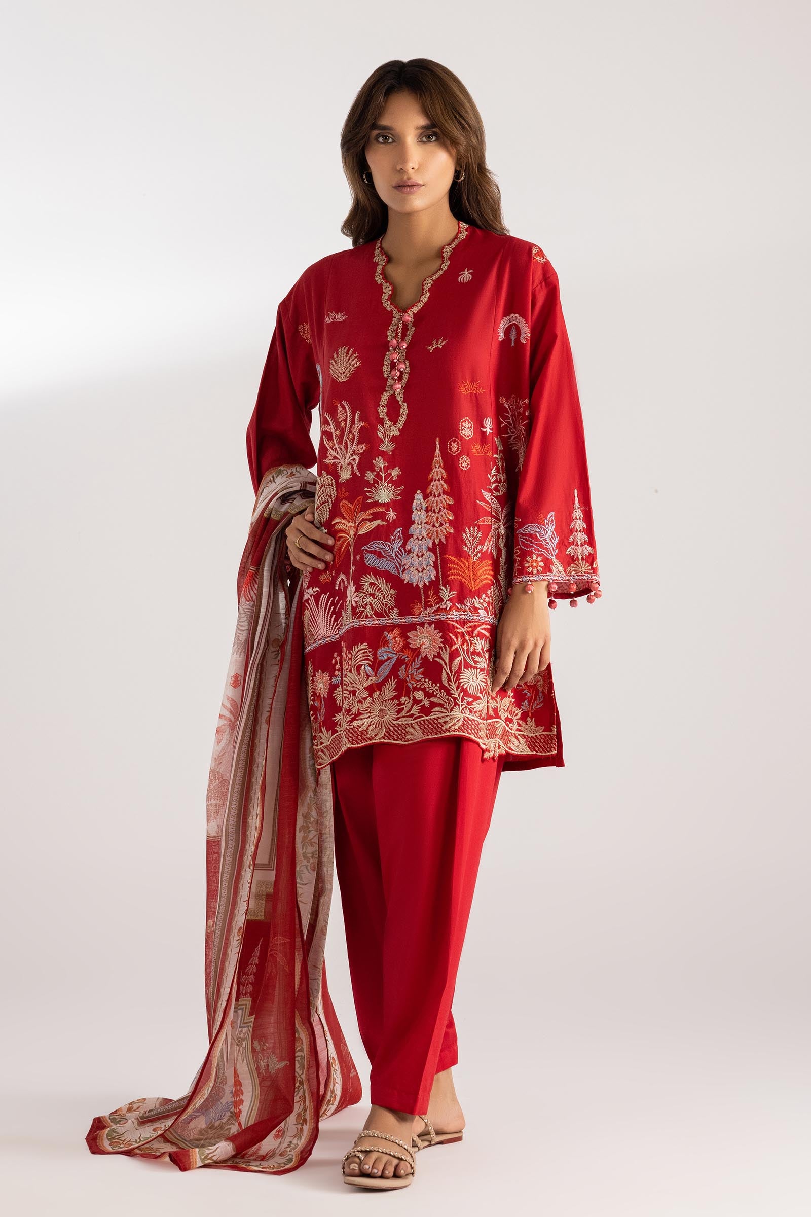 Stitched Embroidered Muzlin Lawn Suit Main image