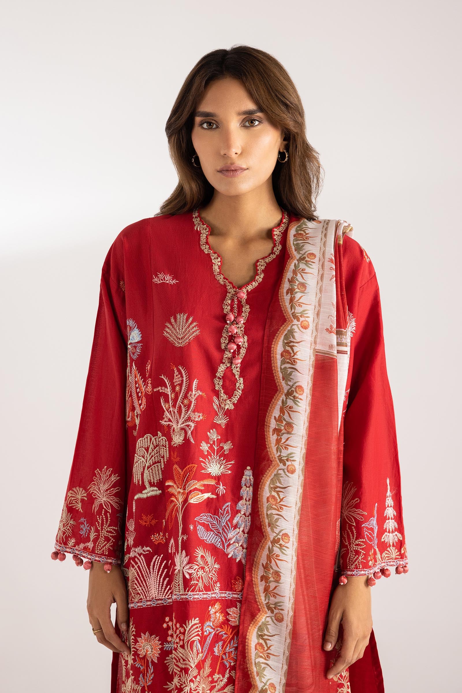 Stitched Embroidered Muzlin Lawn Suit Secondary image