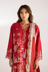 Stitched Embroidered Muzlin Lawn Suit