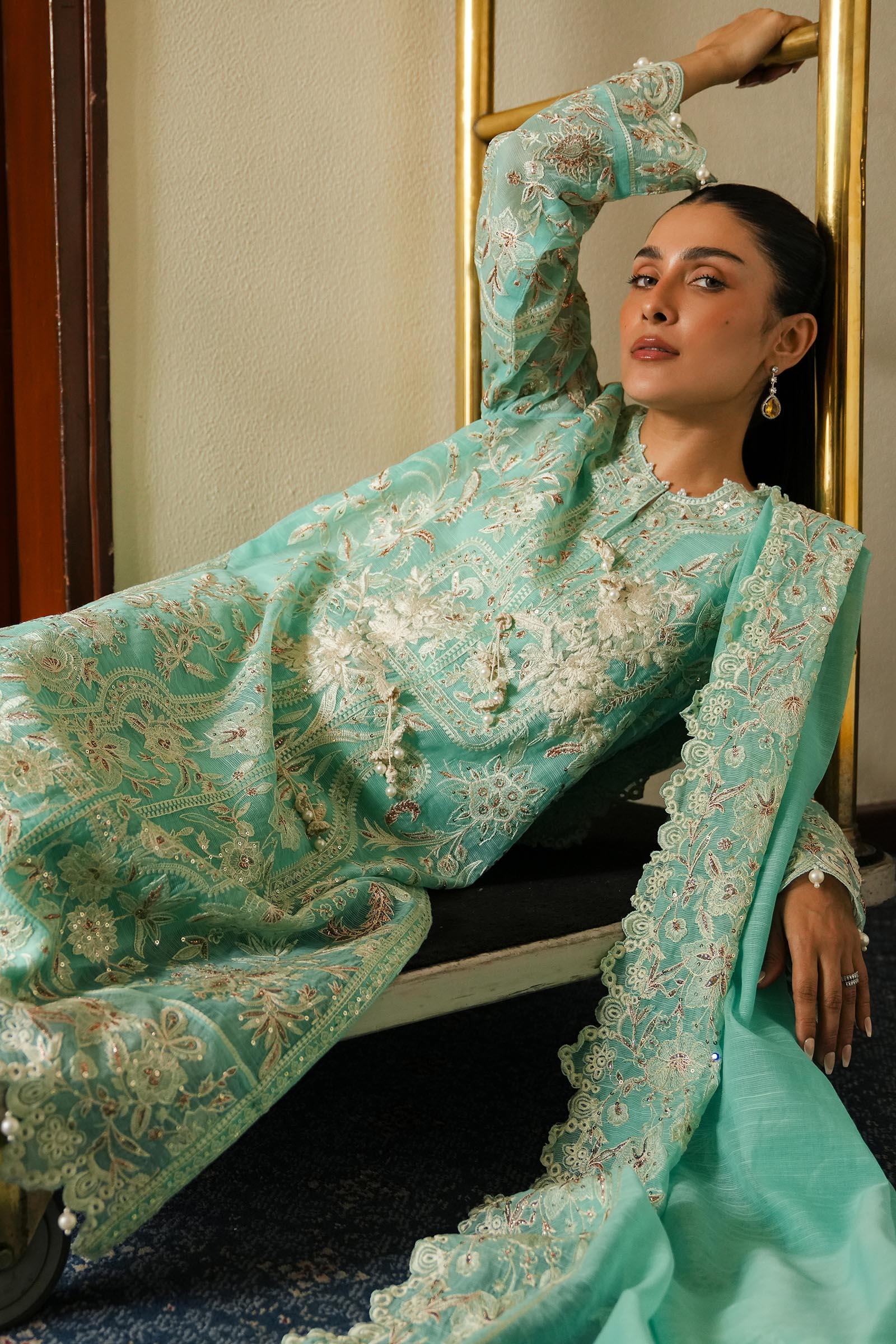 Stitched Embroidered Cotton Slub Shirt Secondary image