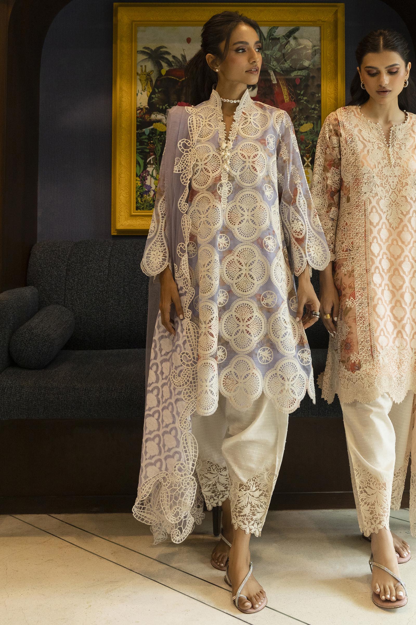 Stitched Embroidered Organza Shirt