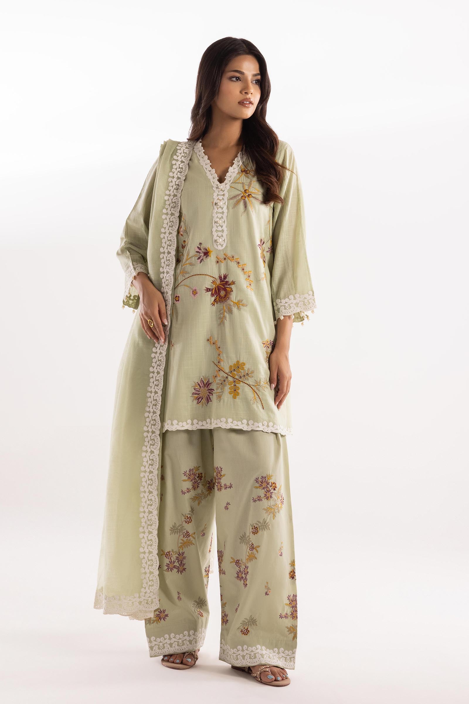 Stitched Embroidered Lawn Shirt Secondary image