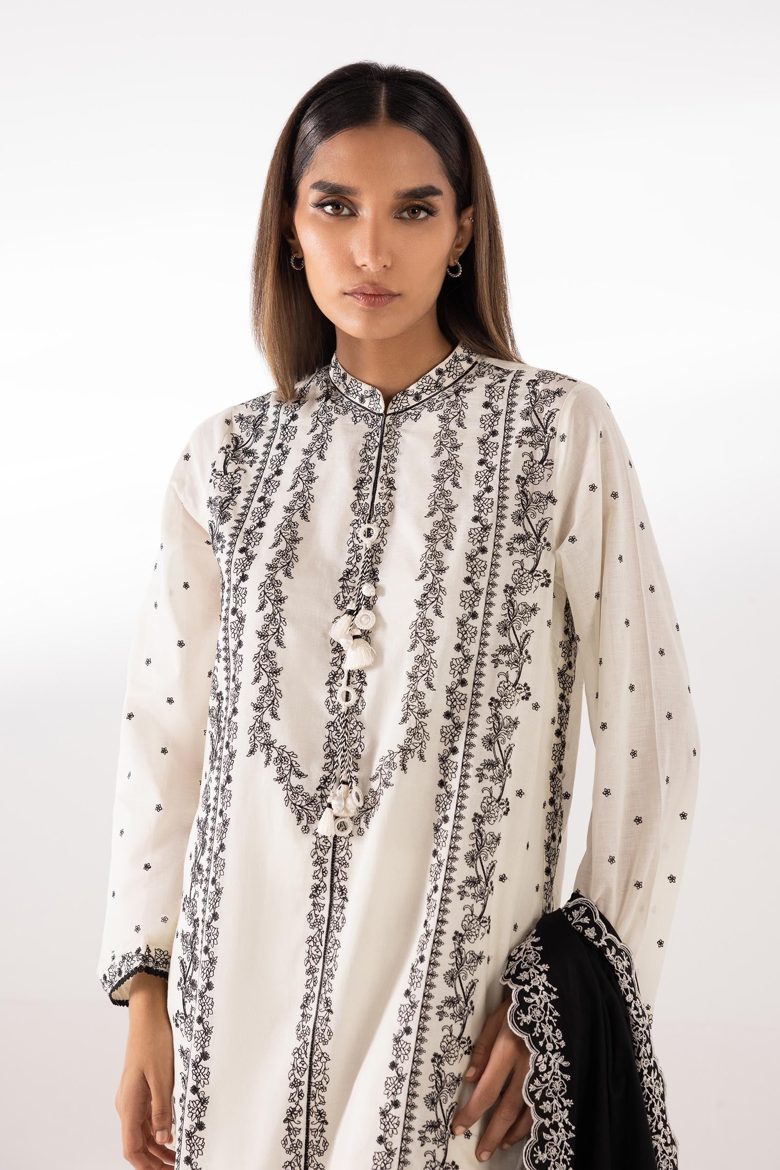 Stitched Embroidered Lawn Shirt + Dupatta Secondary image