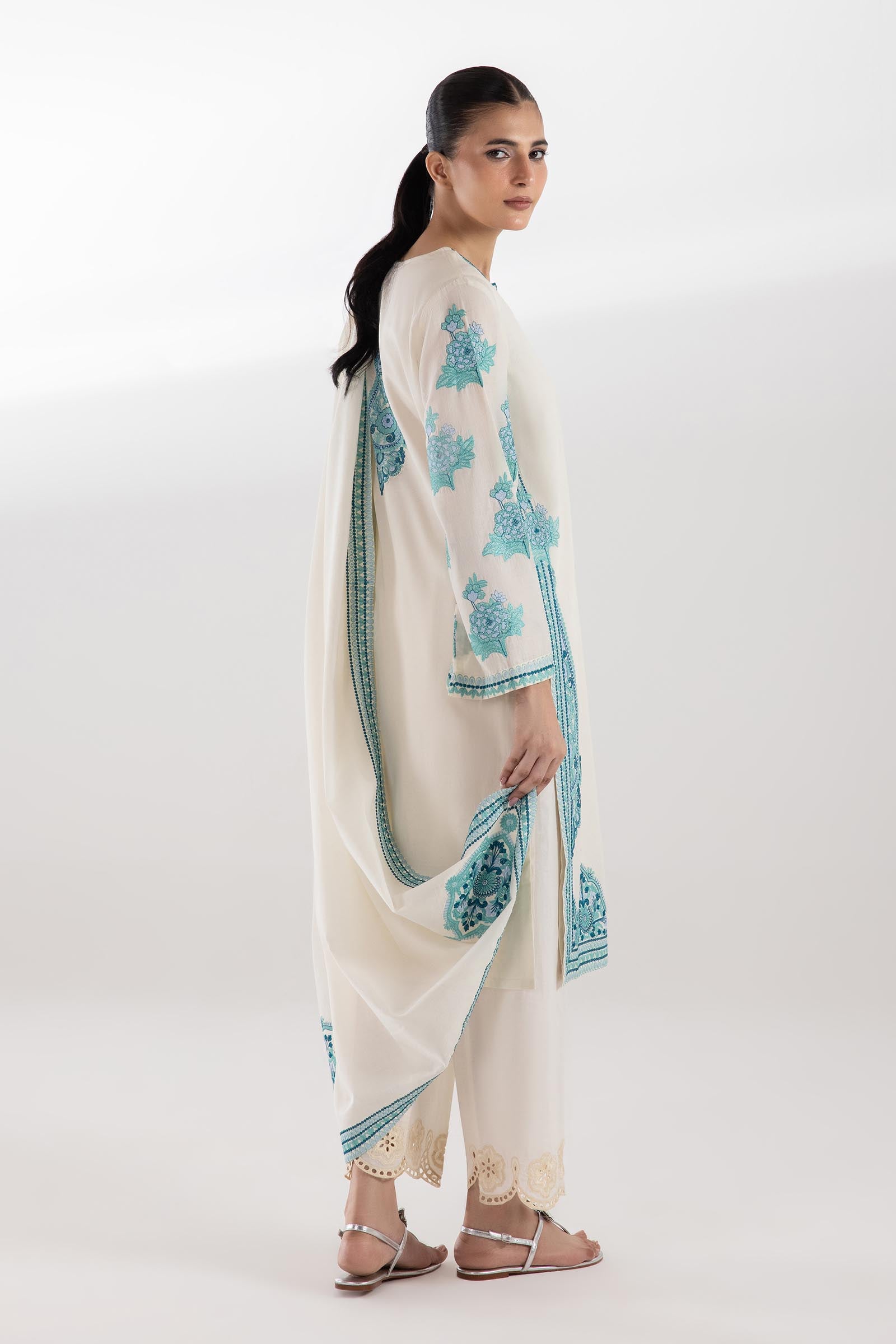 Stitched Embroidered Voile Shirt + Dupatta Secondary image