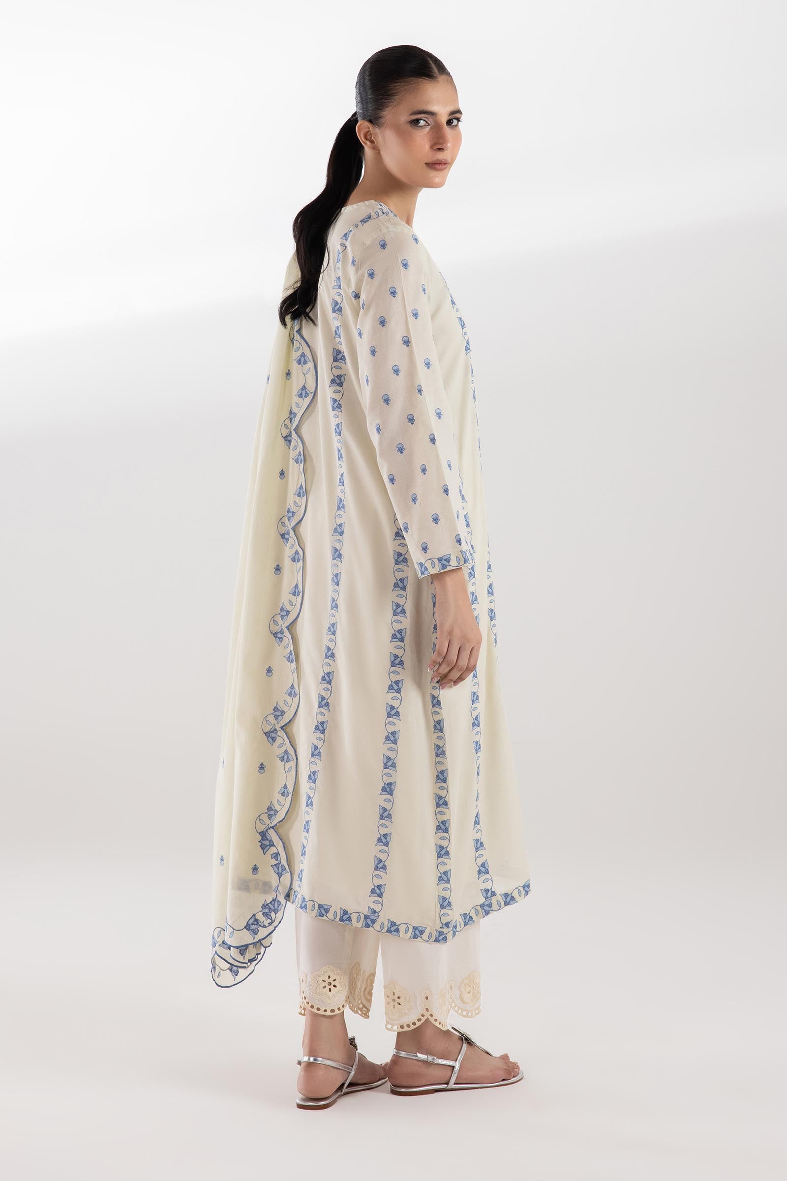 Stitched Embroidered Lawn Shirt + Dupatta Secondary image