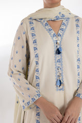 Stitched Embroidered Lawn Shirt + Dupatta