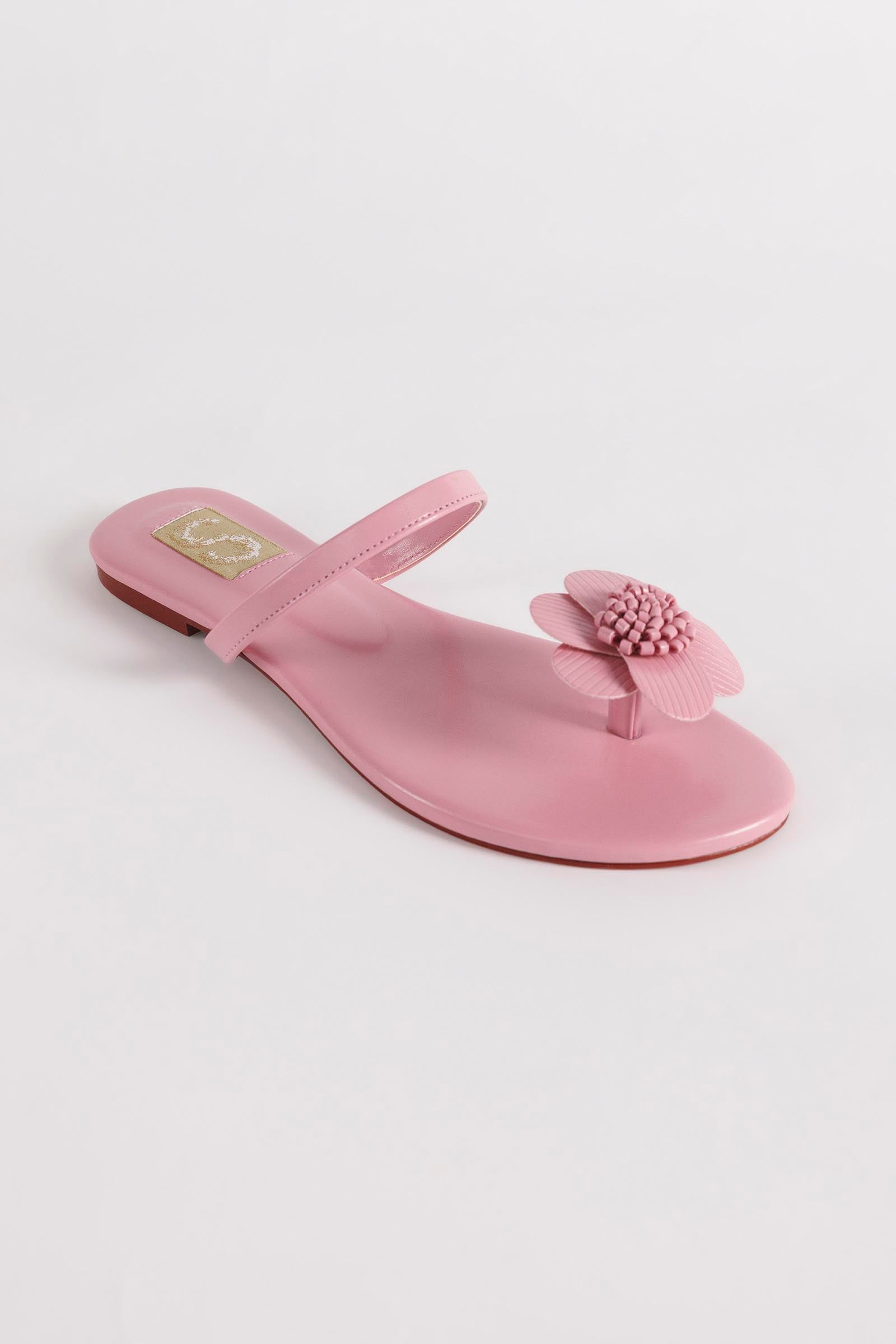 Blush Pink Floral Toe-Ring Flats Secondary image
