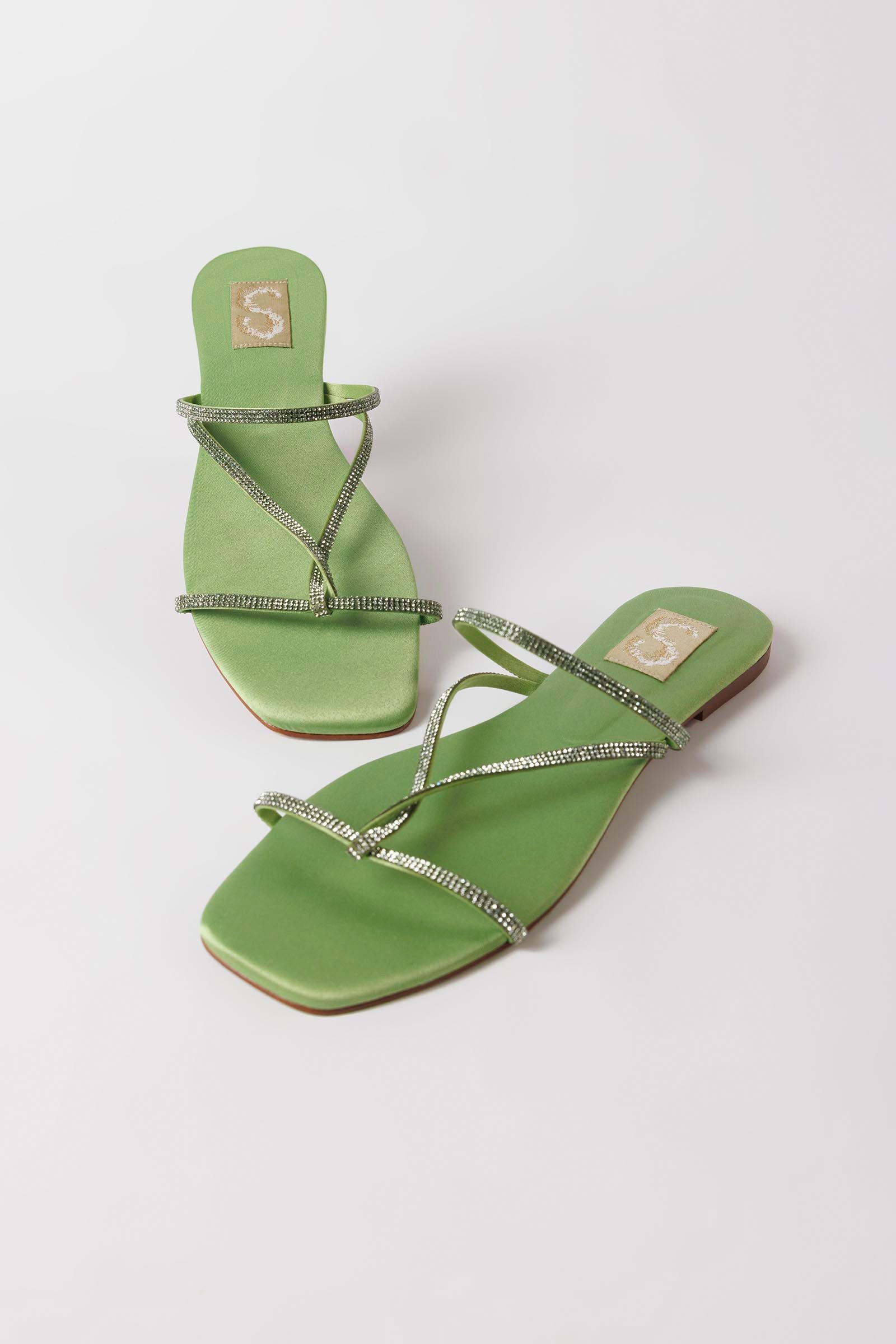 Green Cross-Strap Flat Slide Main image