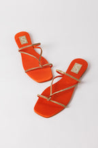 Orange Cross-Strap Flat Slide