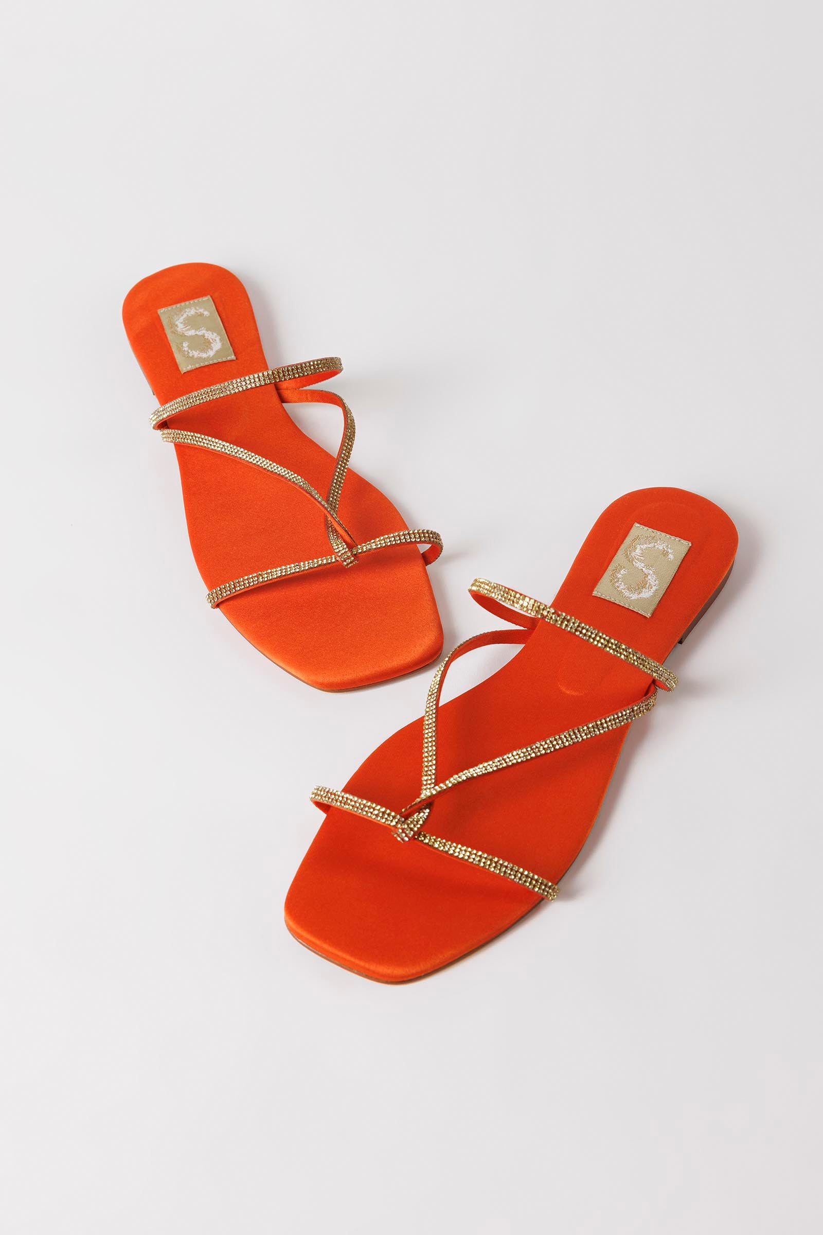 Orange Cross-Strap Flat Slide