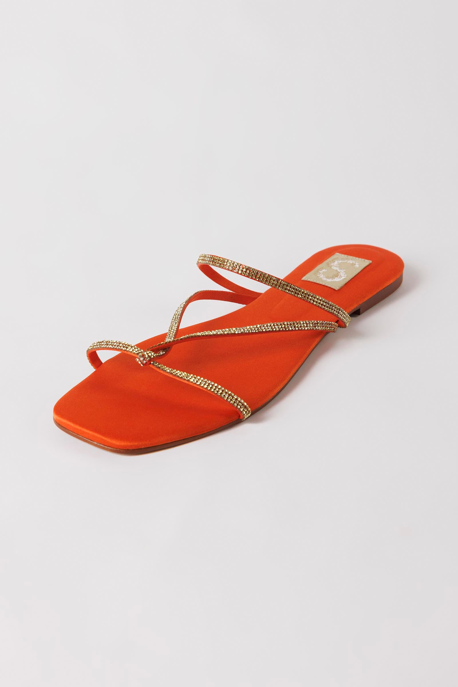 Orange Cross-Strap Flat Slide