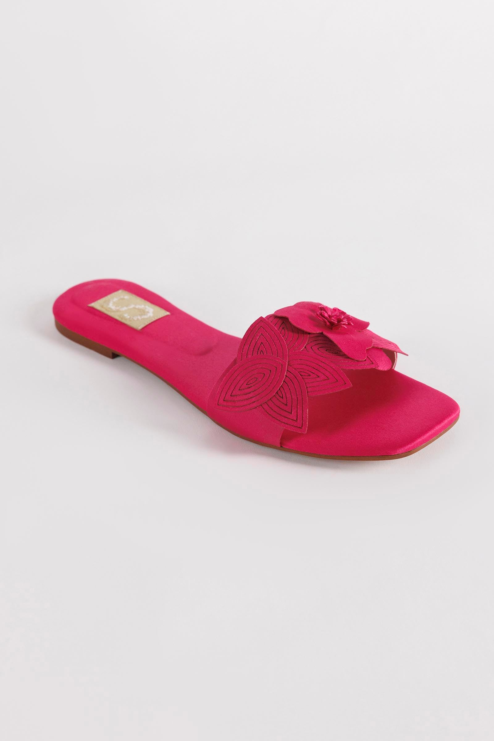 Hot Pink Floral Slide Sandals Secondary image