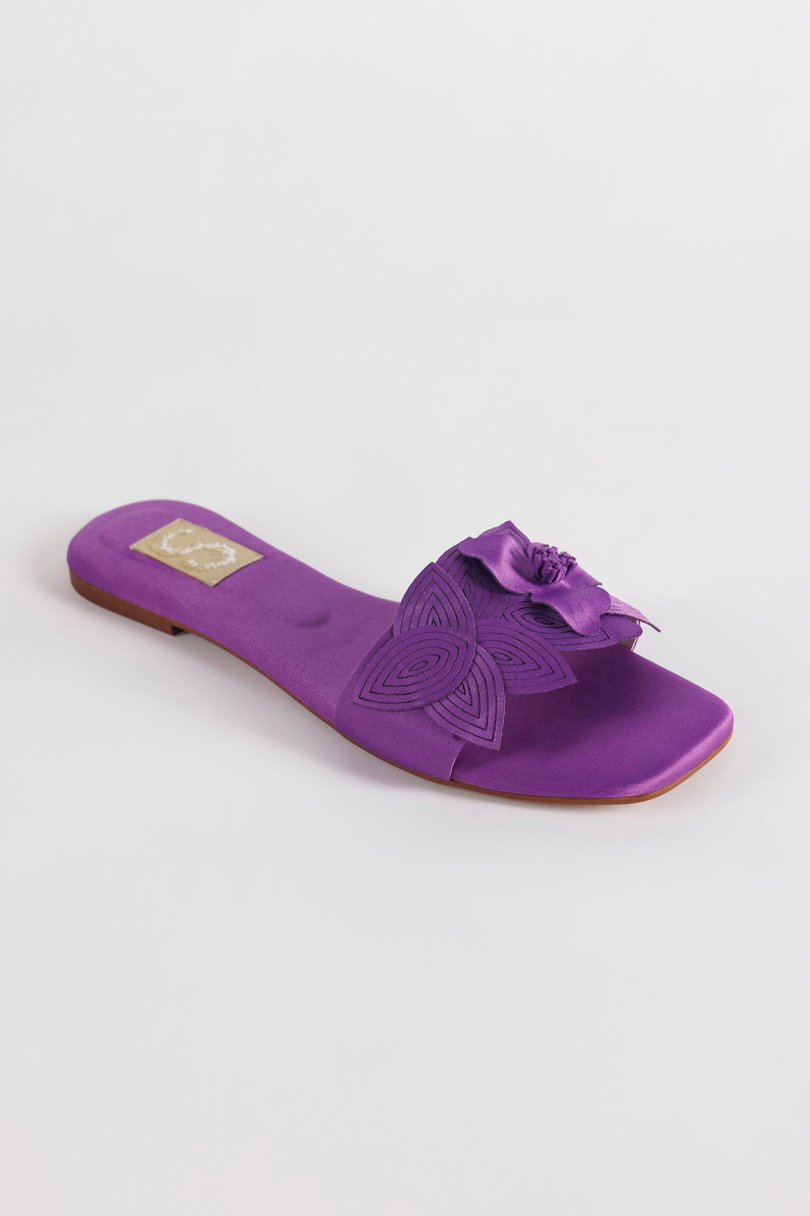Purple Floral Slide Sandals Secondary image
