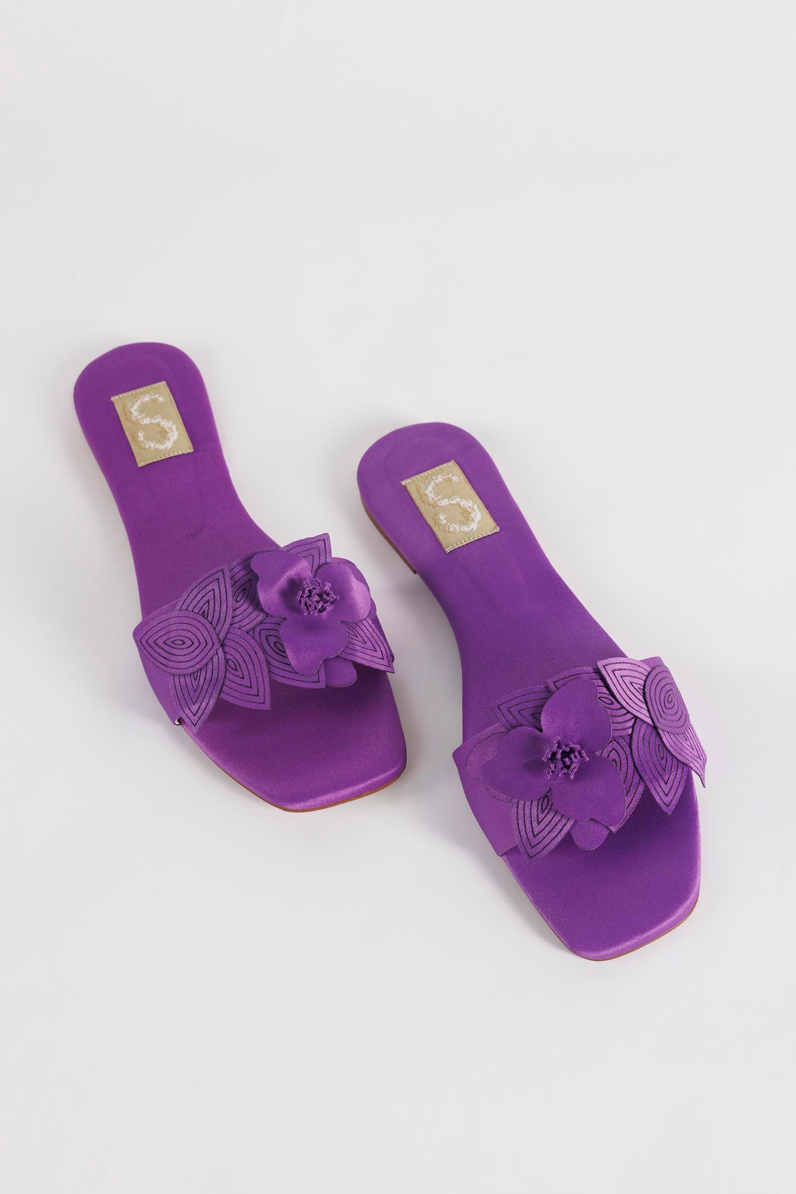 Purple Floral Slide Sandals Main image