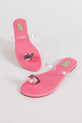 Pink Square Toe-ring Flats