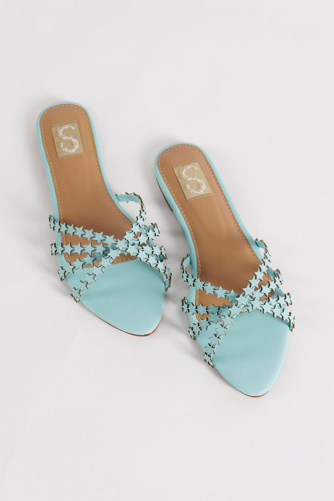 Powder Blue Star Flat Sandals