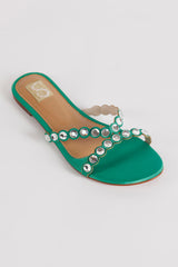 Green Embellished Flats