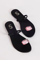 Black Minimal Toe-Ring Flats